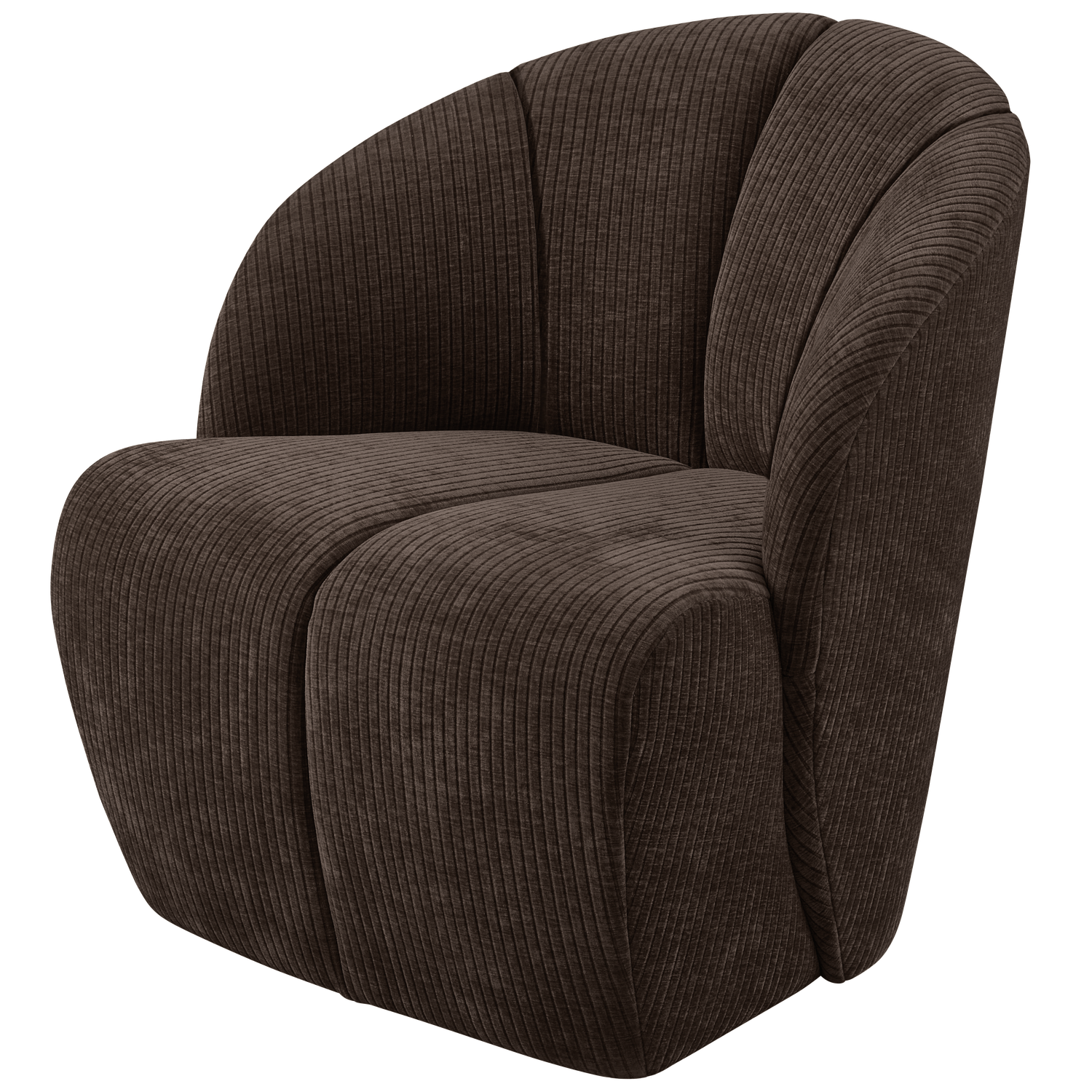 WOOOD fotoliu MOJO SWIVEL ARMCHAIR WOVEN RIB FABRIC | 100% Pes | Maro | 75x68x77 cm