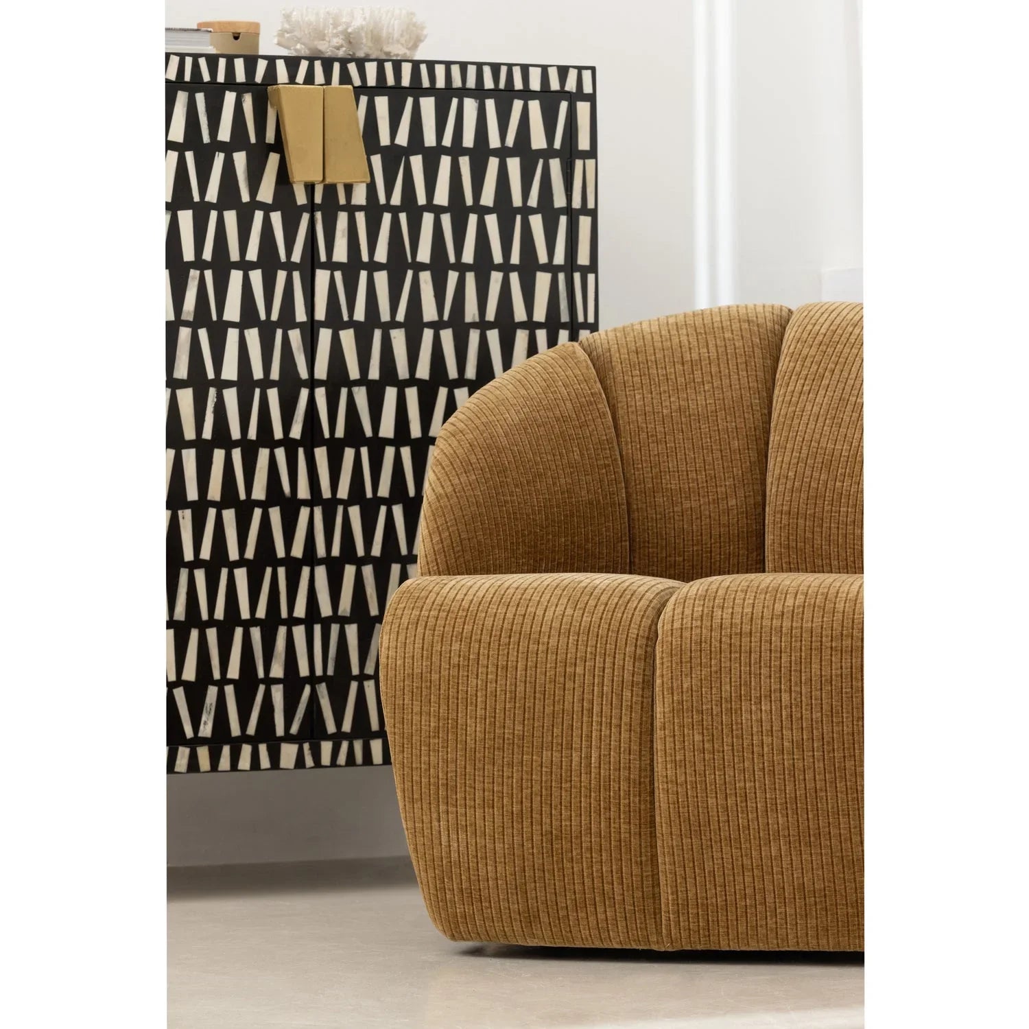 MOJO SWIVEL ARMCHAIR WOVEN RIB FABRIC HONEY YELLOW