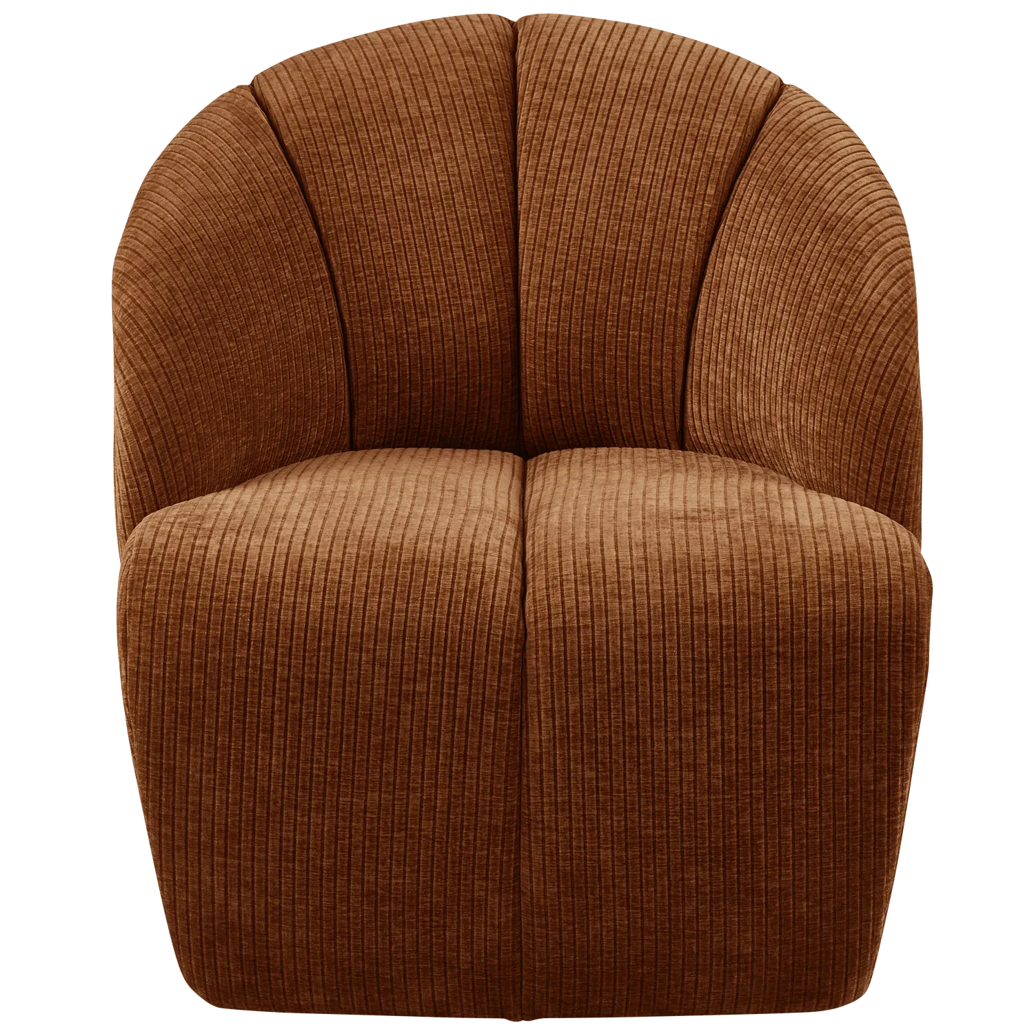 MOJO SWIVEL ARMCHAIR WOVEN RIB FABRIC RUST BROWN