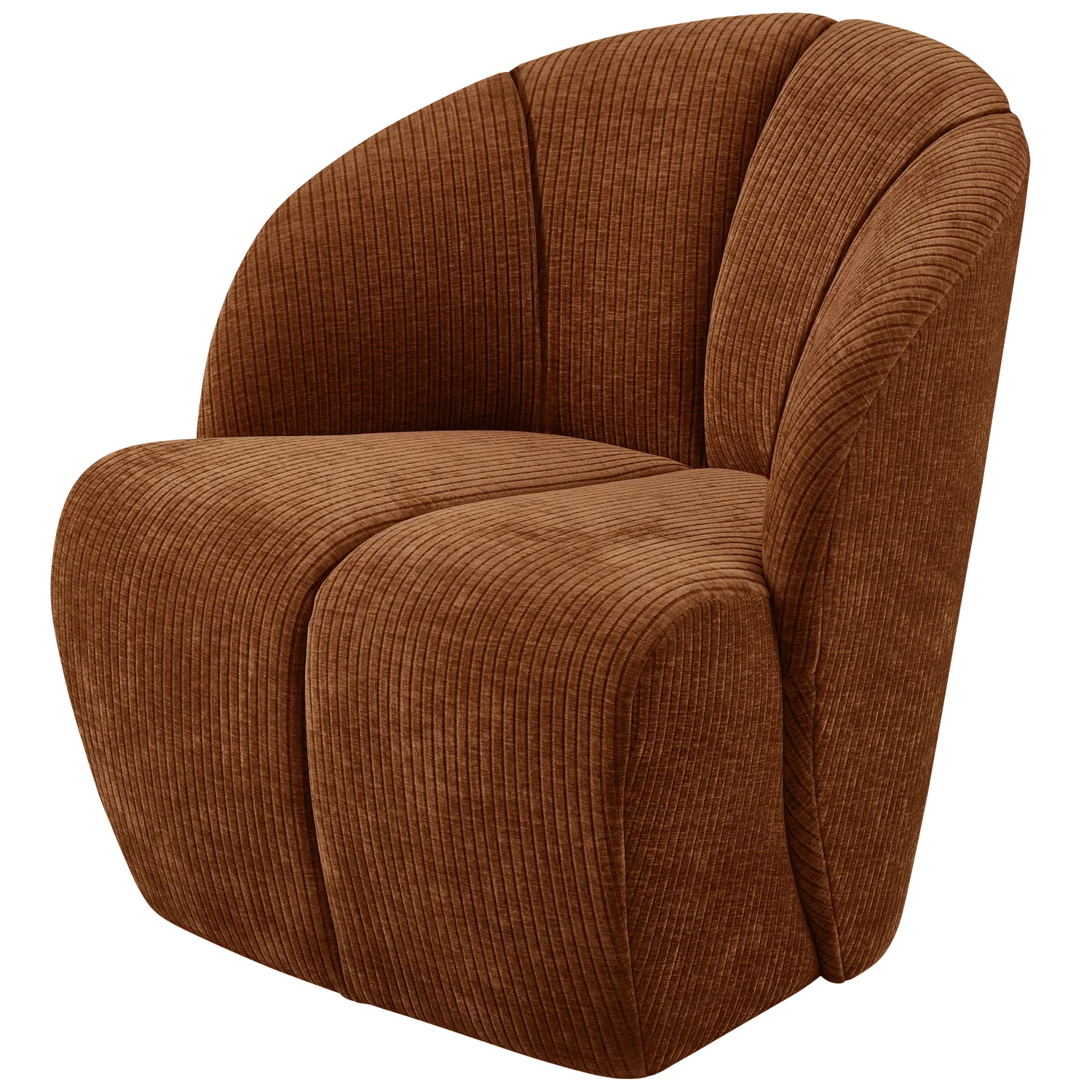 MOJO SWIVEL ARMCHAIR WOVEN RIB FABRIC RUST BROWN