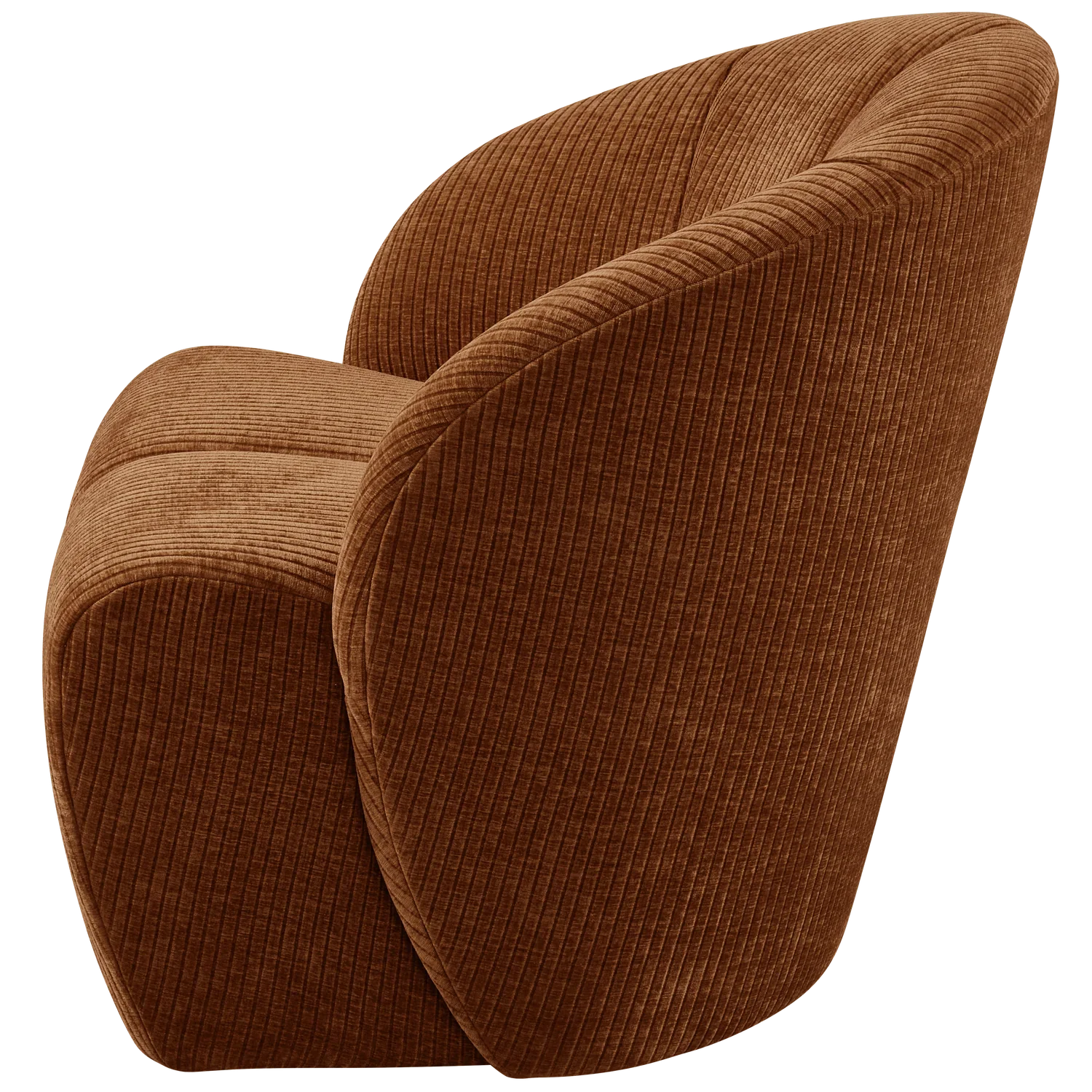 MOJO SWIVEL ARMCHAIR WOVEN RIB FABRIC RUST BROWN