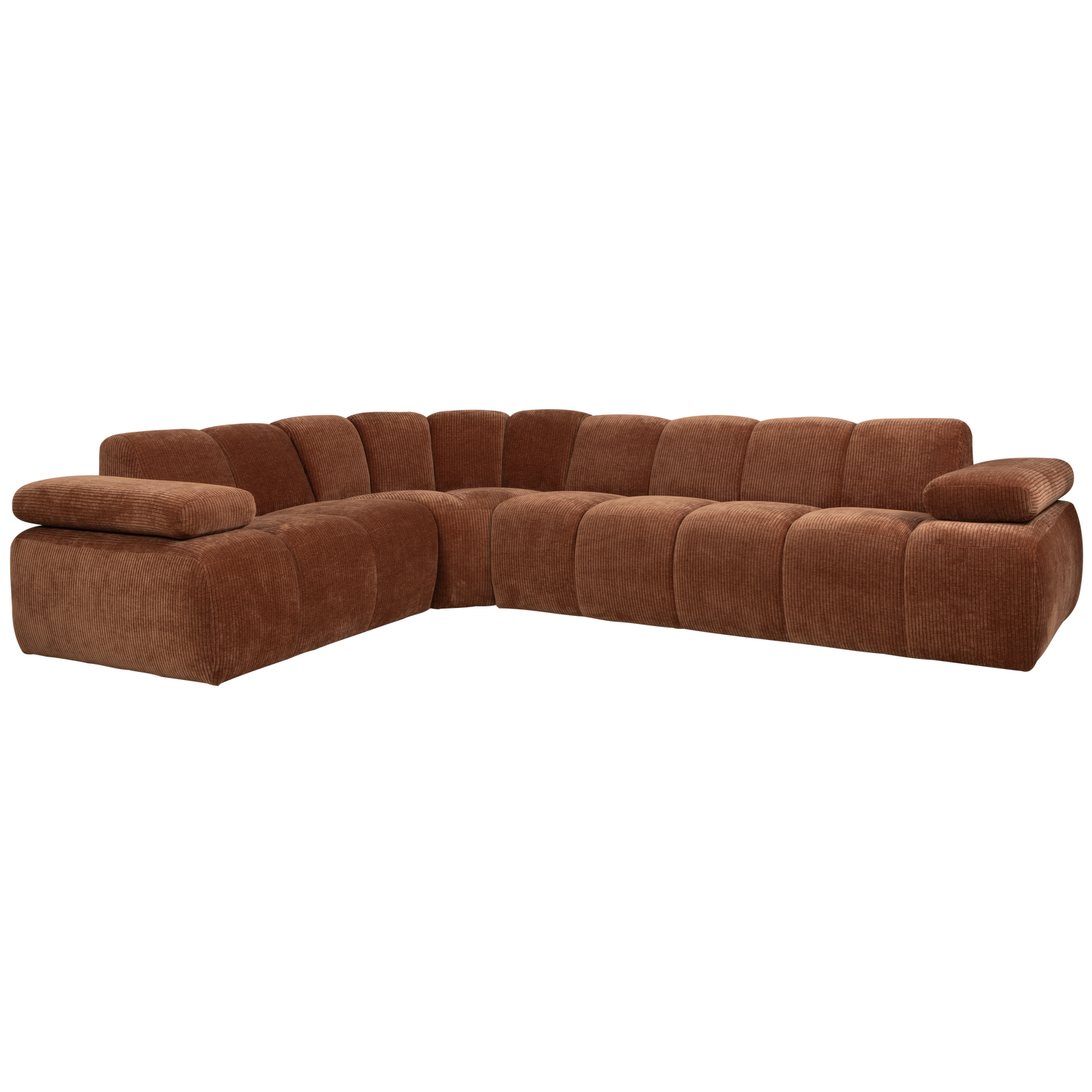 MOJO CORNER SOFA LEFT RIB FABRIC RUST BROWN