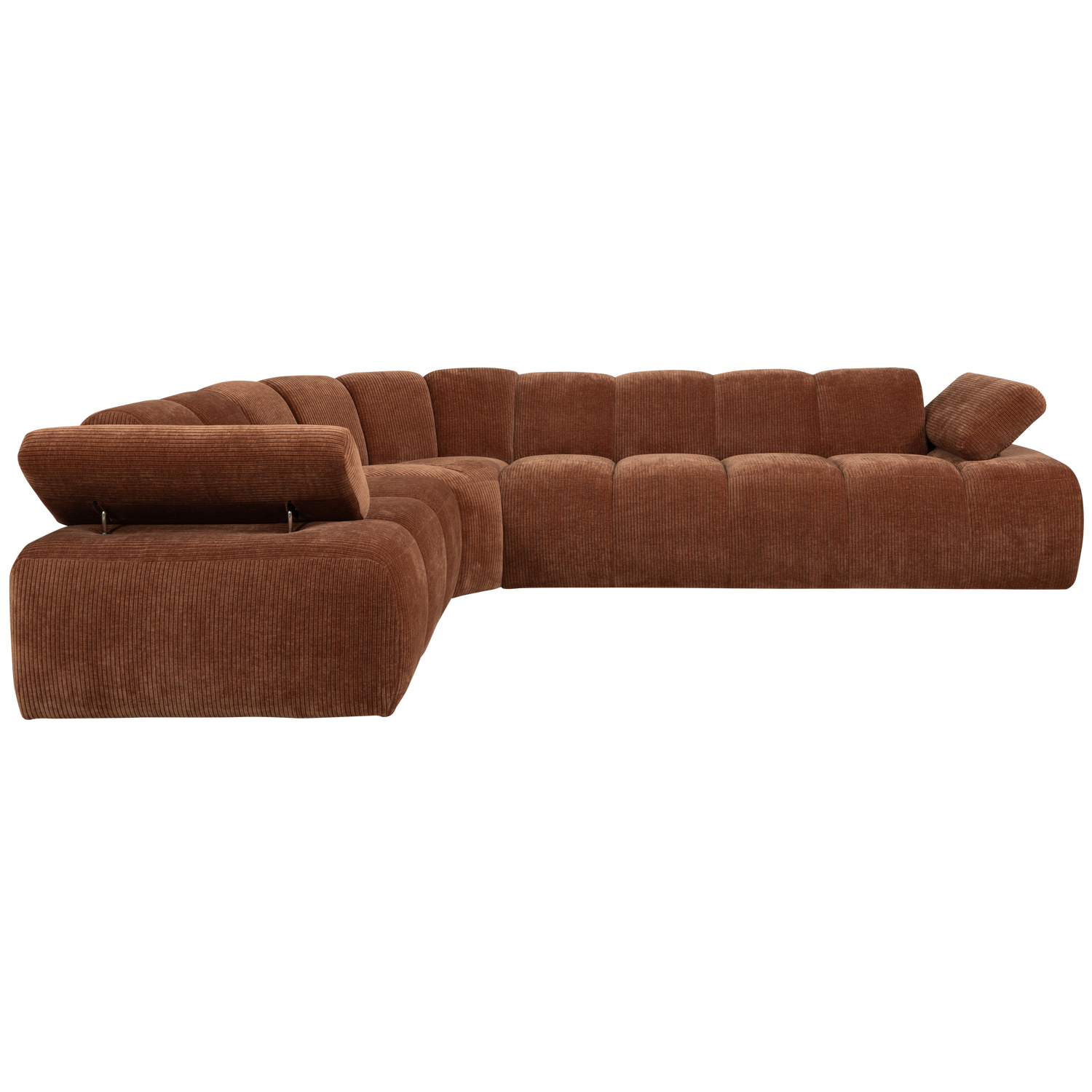 MOJO CORNER SOFA LEFT RIB FABRIC RUST BROWN