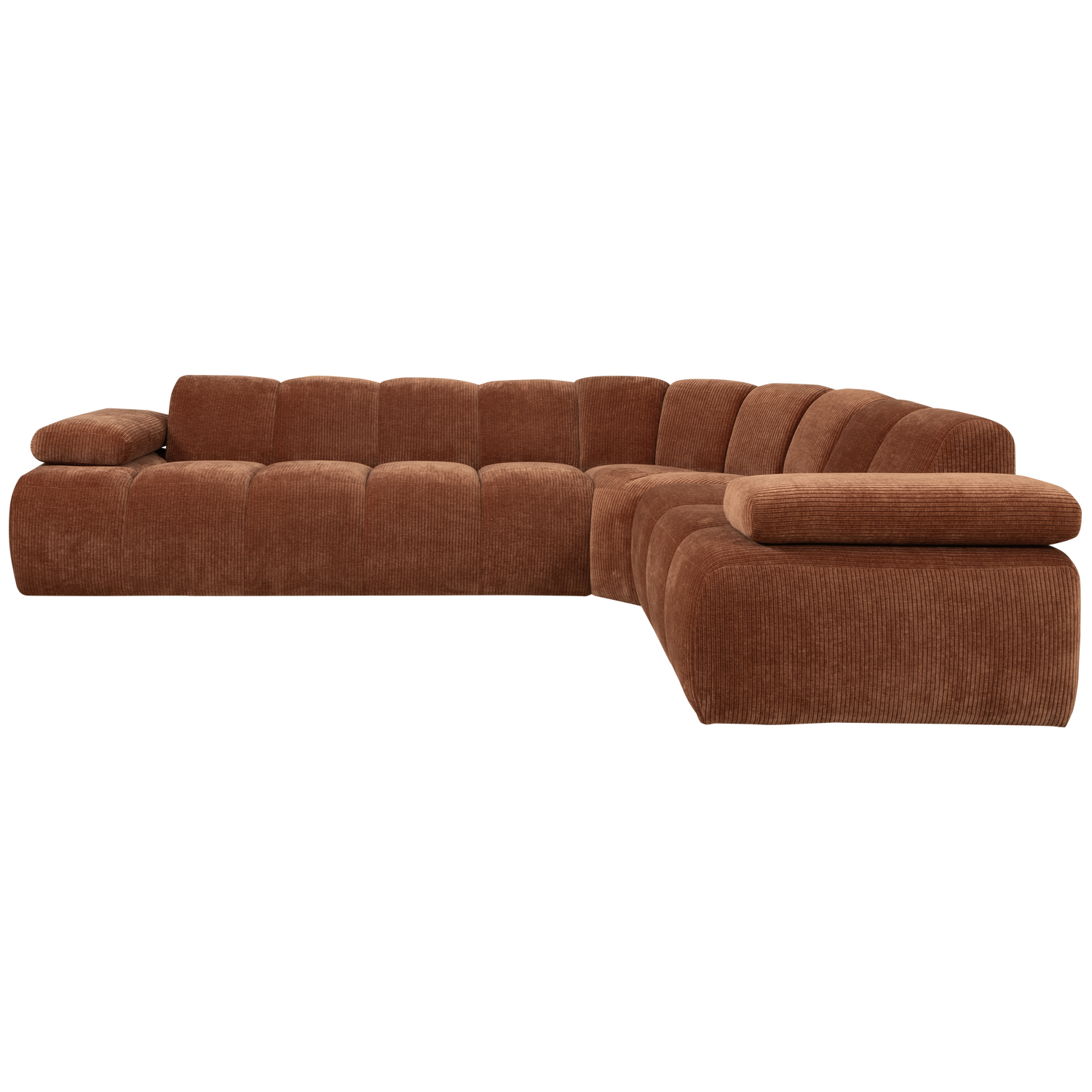 MOJO CORNER SOFA RIGHT RIB FABRIC RUST BROWN