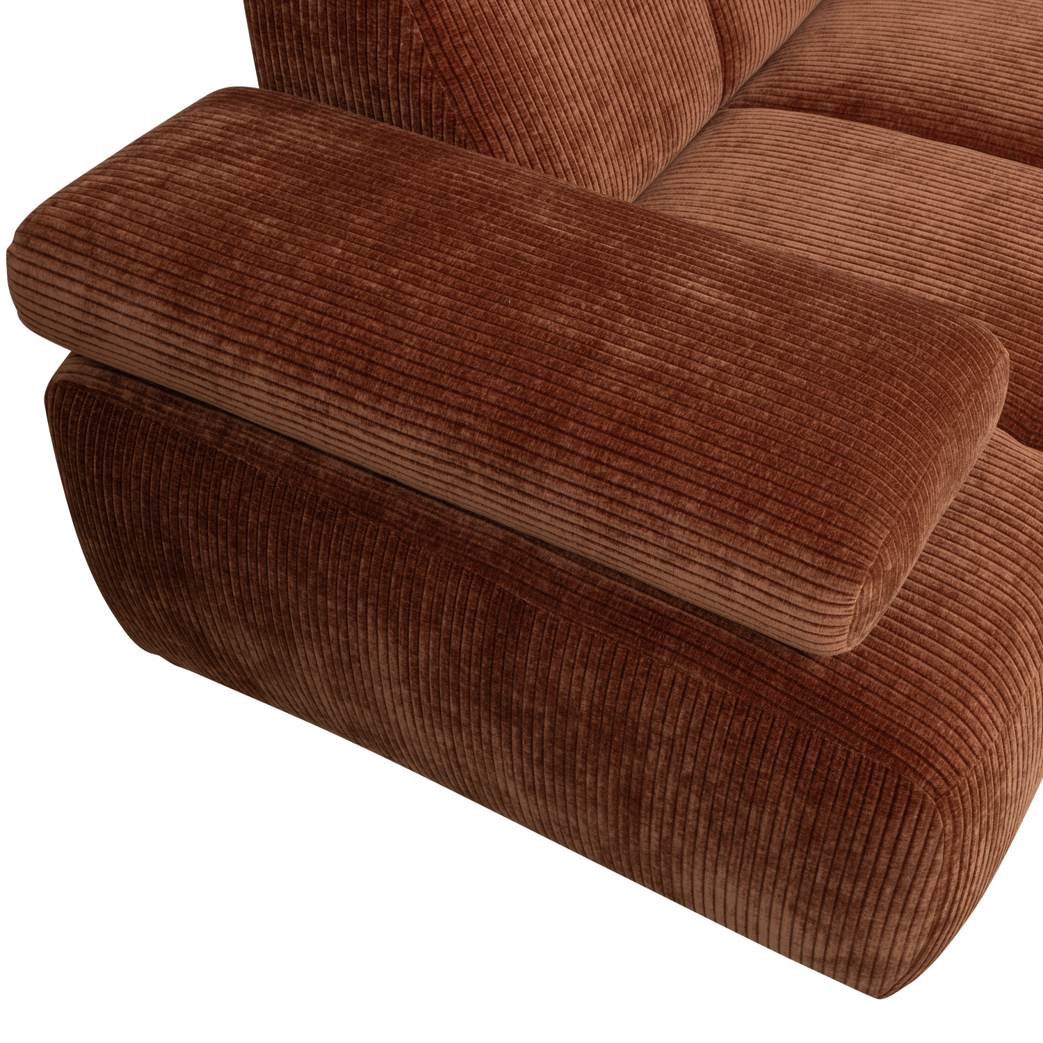 MOJO CORNER SOFA RIGHT RIB FABRIC RUST BROWN