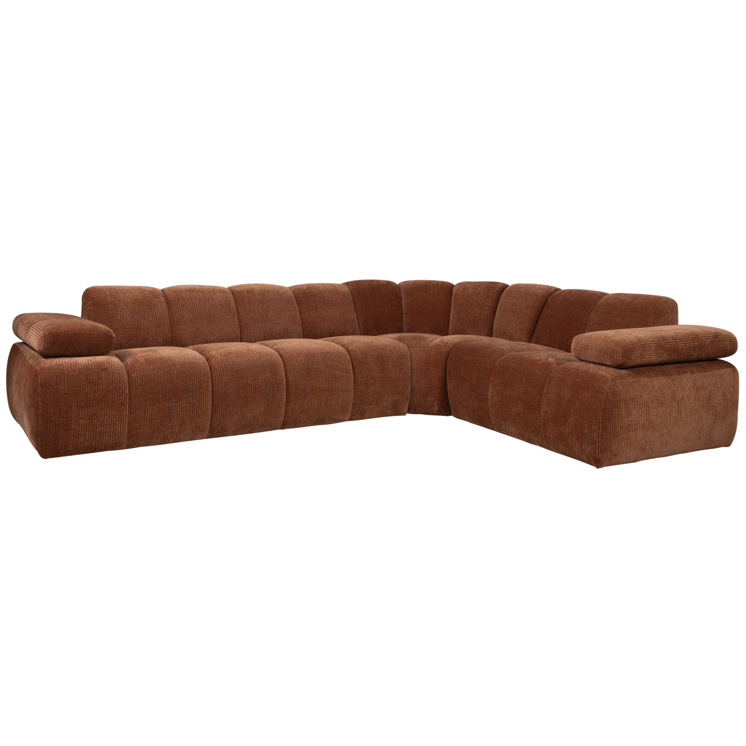 MOJO CORNER SOFA RIGHT RIB FABRIC RUST BROWN