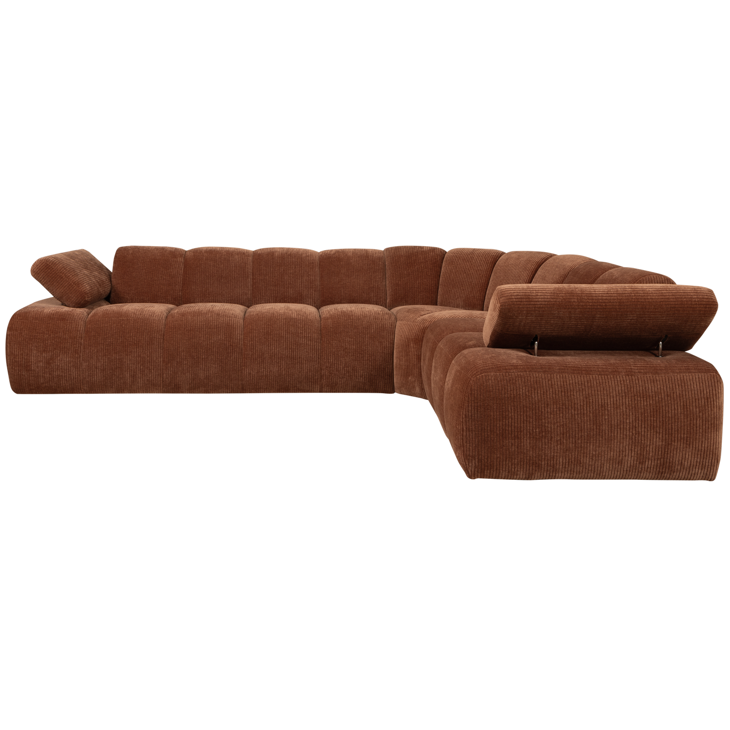 MOJO CORNER SOFA RIGHT RIB FABRIC RUST BROWN