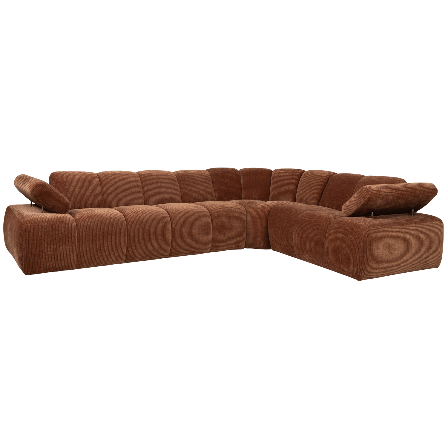 MOJO CORNER SOFA RIGHT RIB FABRIC RUST BROWN