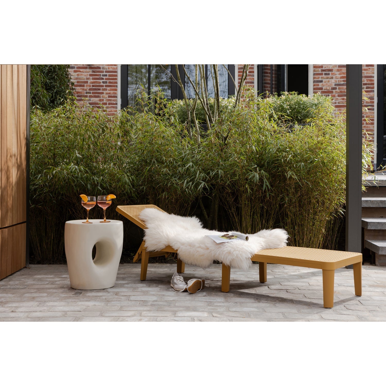 WOOOD masuta cafea gradina MICA | Fiber Reinforced Polymer | Natural | 47x40x40 cm