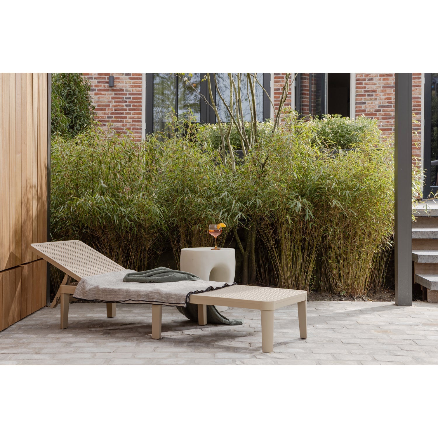 WOOOD masuta cafea gradina MICA | Fiber Reinforced Polymer | Natural | 47x40x40 cm