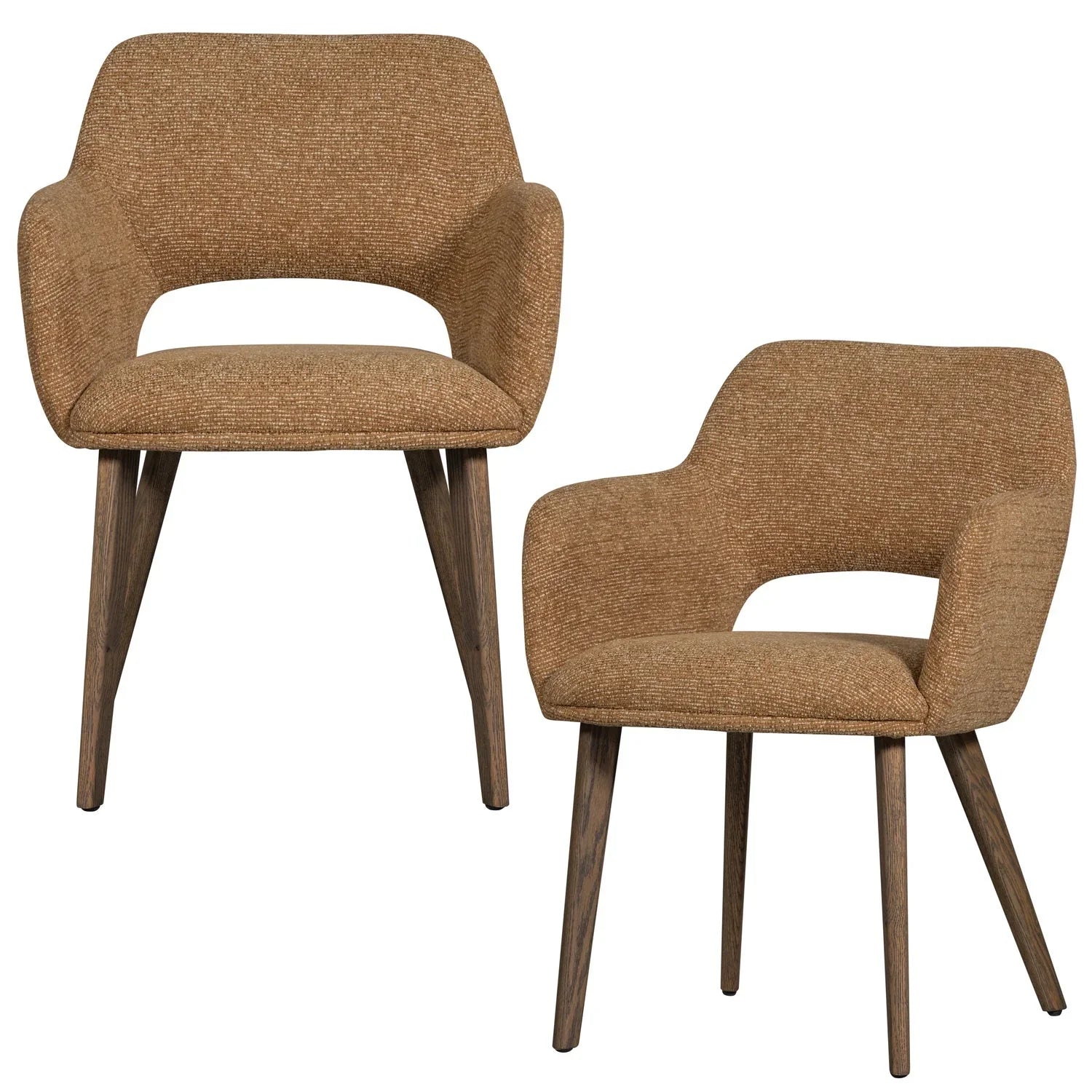 MURAT DINING CHAIR YELLOW WITH WOODEN LEG DARK BROWN