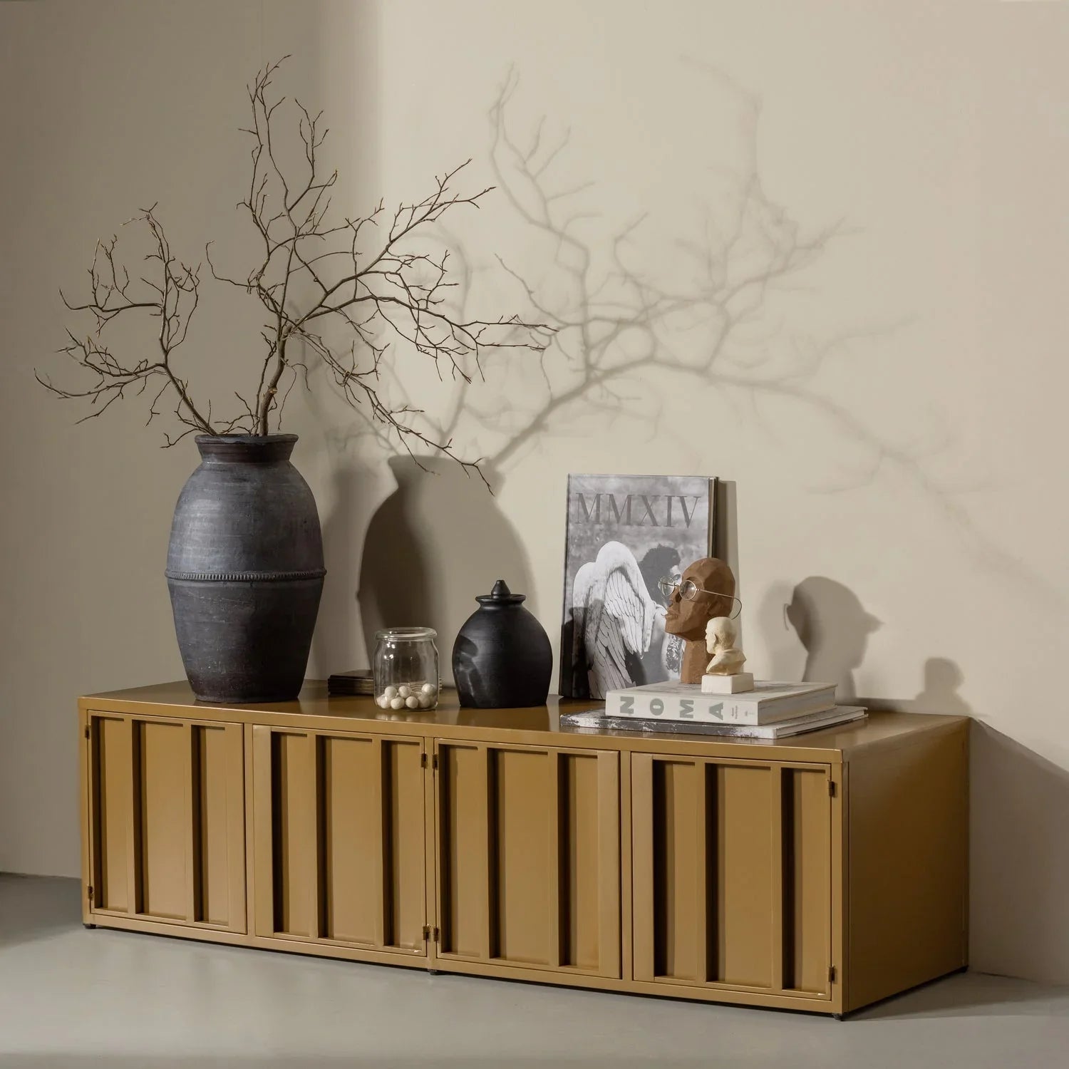 LEVEL TV STAND METAL HONEY YELLOW 44x160CM