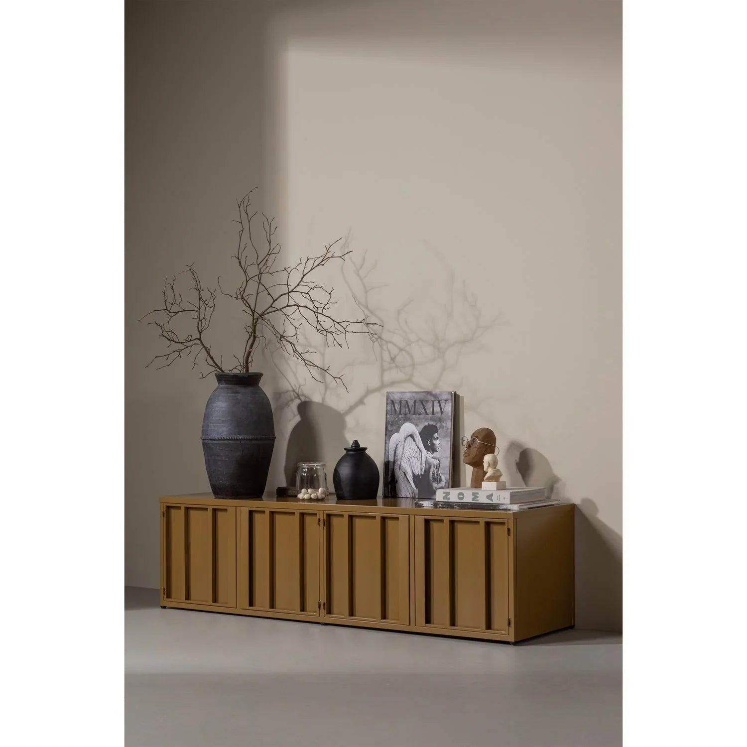 LEVEL TV STAND METAL HONEY YELLOW 44x160CM