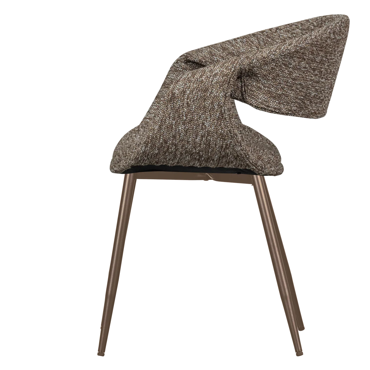 YOSSI DINING CHAIR BROWN WITH METAL LEG COPPER