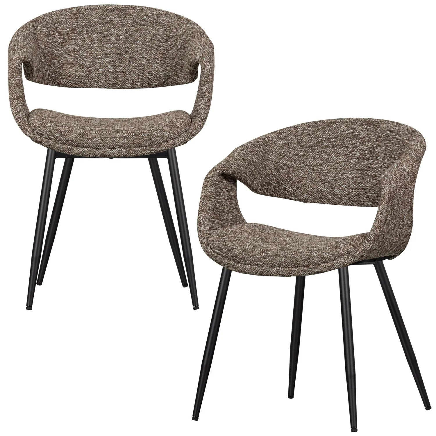 YOSSI DINING CHAIR BROWN WITH METAL LEG BLACK