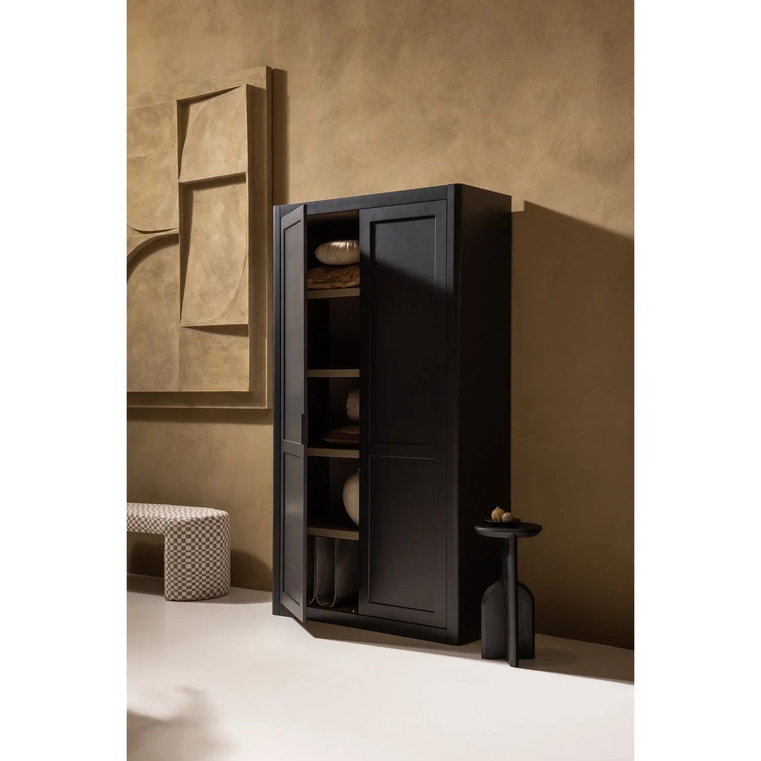 GUNNAR STORAGE CABINET PINE MATT BLACK [fsc]