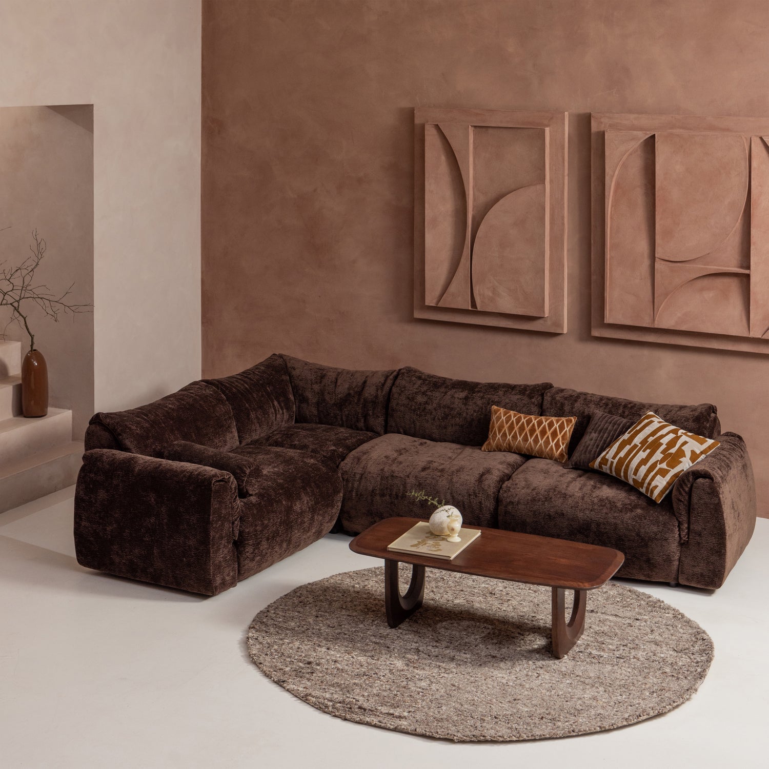 WOOOD masuta cafea FREQUENT | Lemn mango | Nuc | 40x120x60 cm