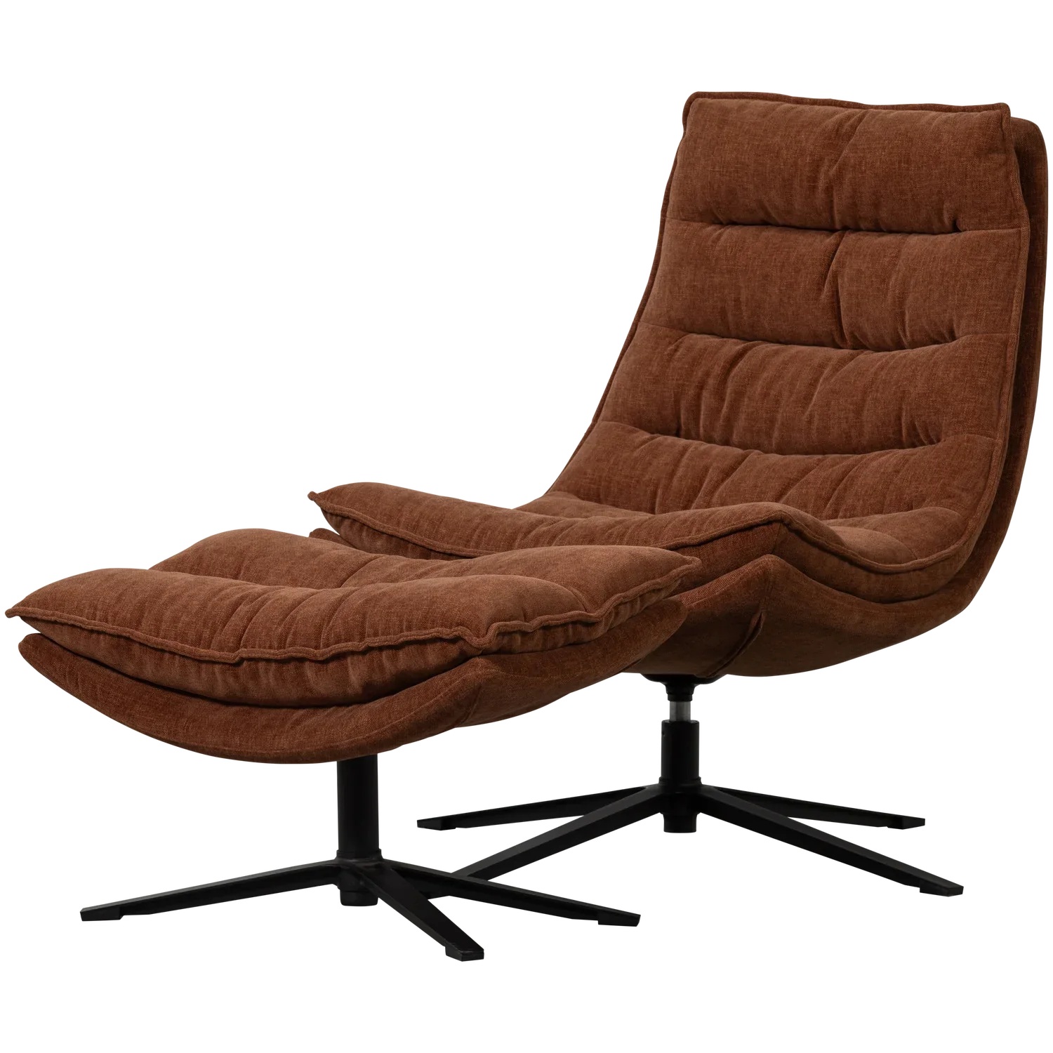 KUBE SWIVEL ARMCHAIR WITH HOCKER BROWN