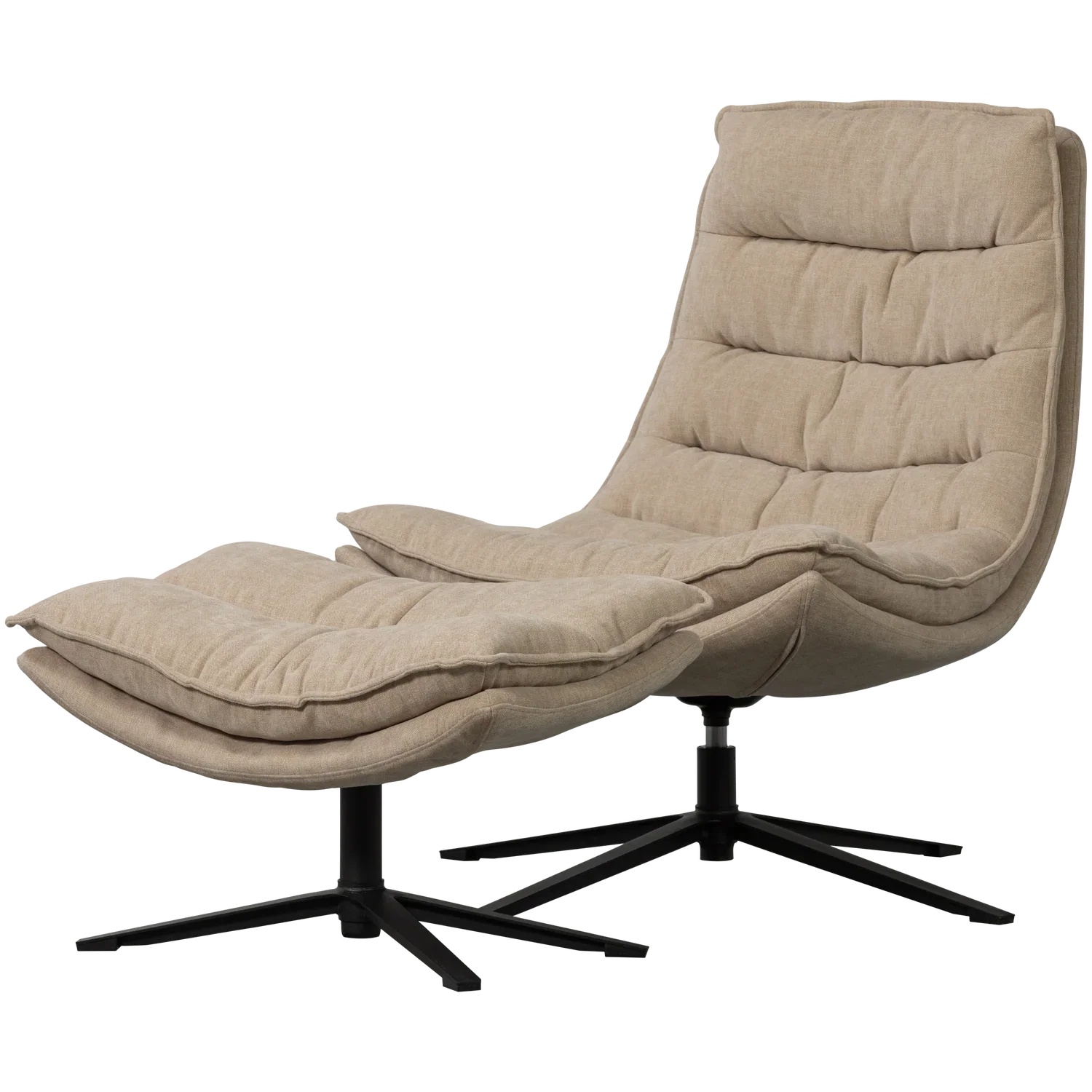 KUBE SWIVEL ARMCHAIR WITH HOCKER NATURAL