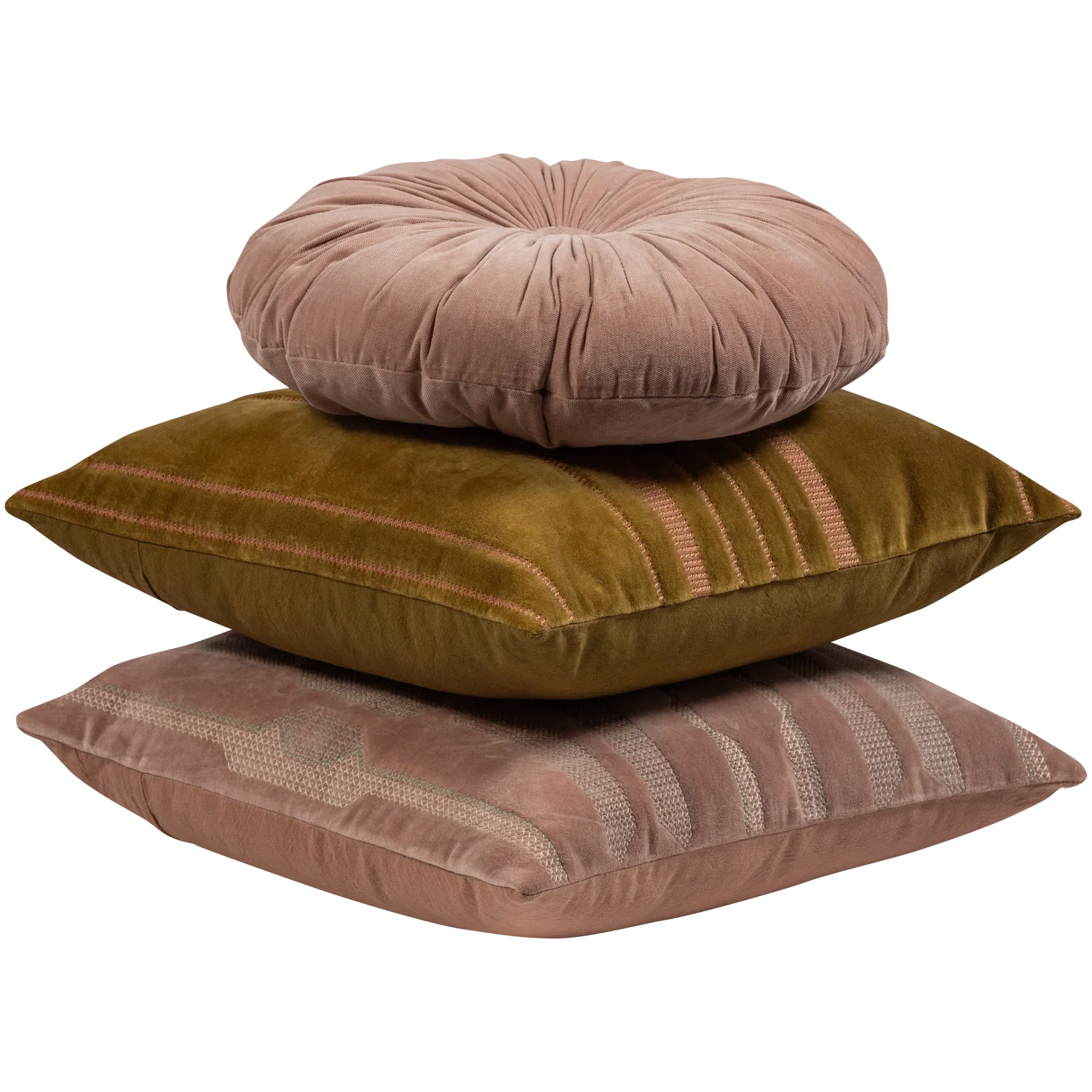 FEIS CUSHIONS VELVET PINK/NATURAL - SET OF 3