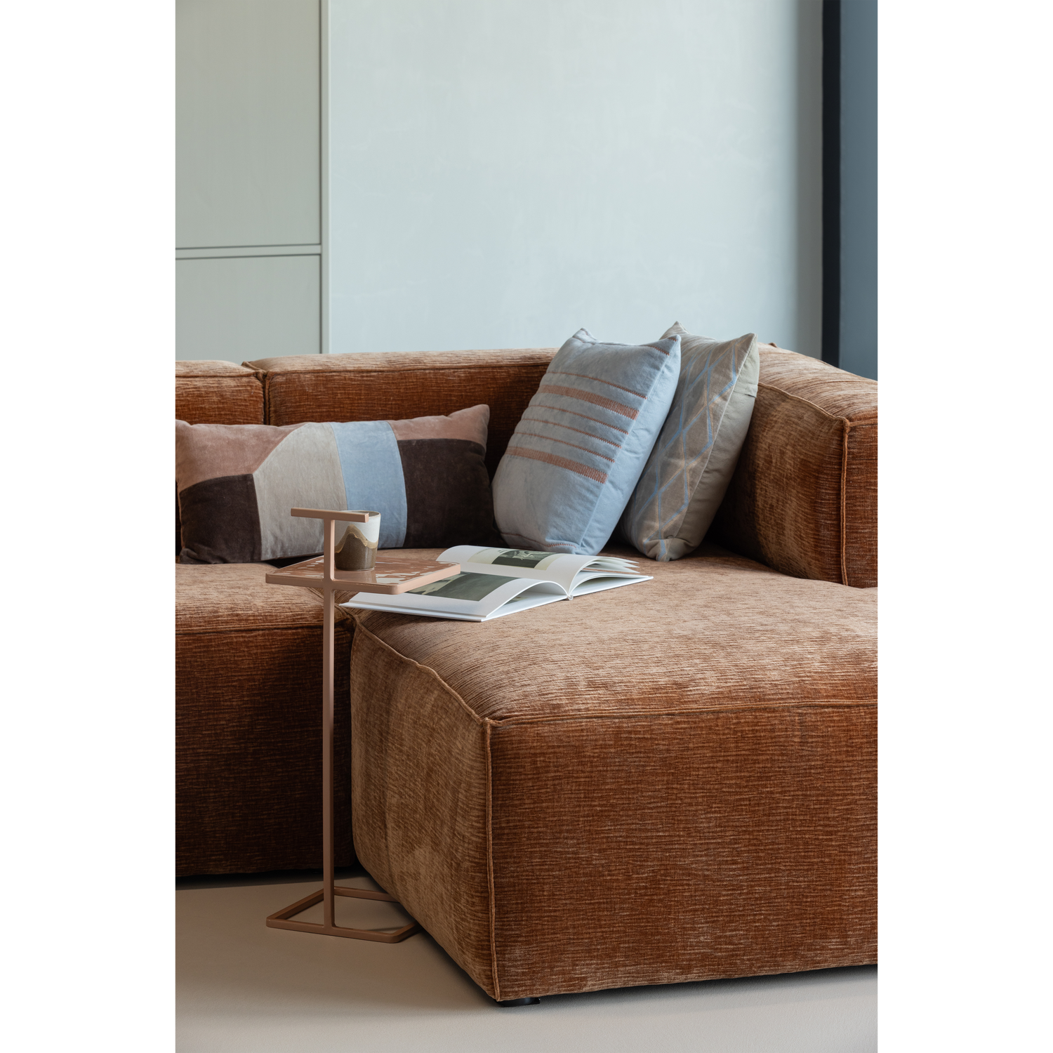 LAON CUSHIONS VELVET NATURAL/BLUE - SET OF 3