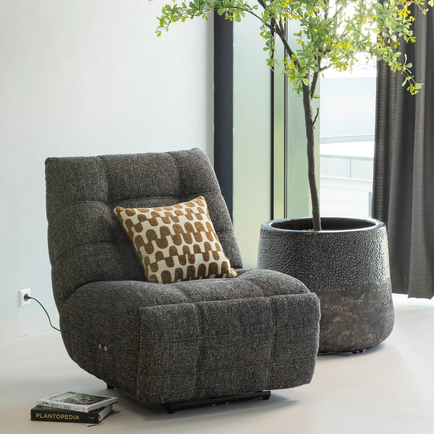 HEIN RECLINER ELECTRIC ANTHRACITE/BRAUN MELANGE