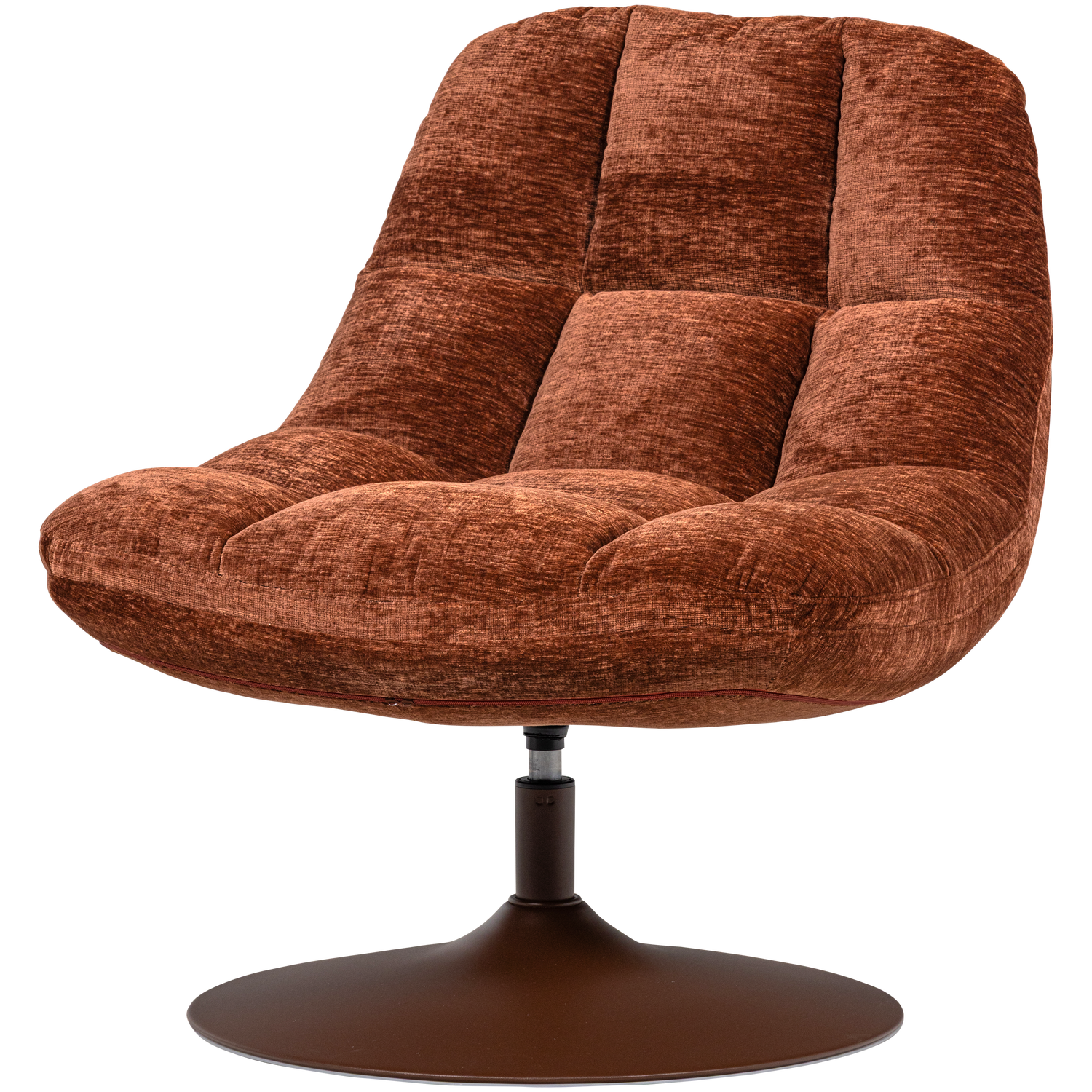 ELVI SWIVEL ARMCHAIR CHENILLE TEXTURED RUST BROWN