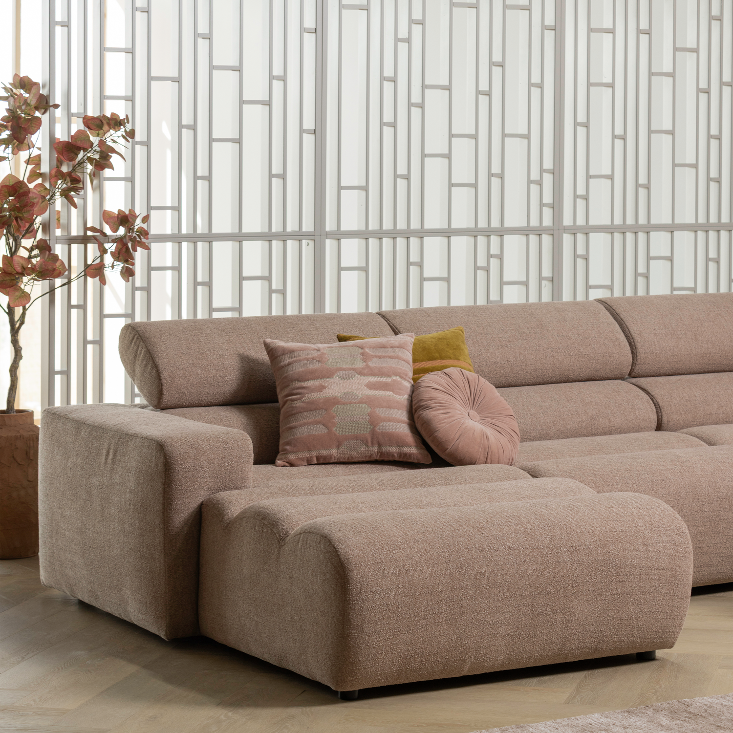 NOVI CHAISE LONGUE SOFA LEFT BOUCLE TAUPE