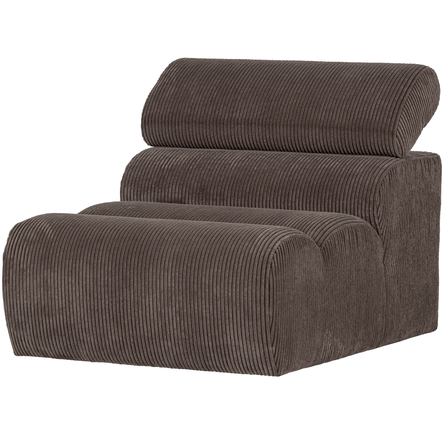 WOOOD canapea modulara NOVI 1-SEATER ELEMENT RIB FABRIC GREY/BROWN | 88% Pes / 12% Pac | Maro | 86x82x113 cm