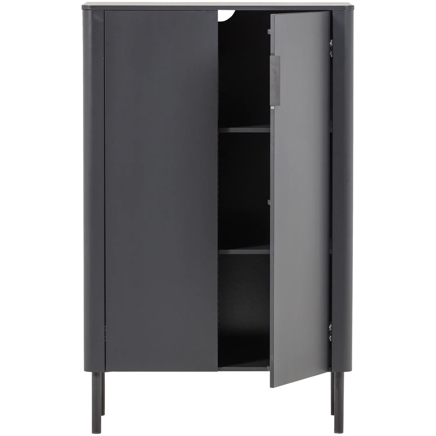 GUNNAR 2-DOORS CABINET PINE MATT BLACK [fsc]