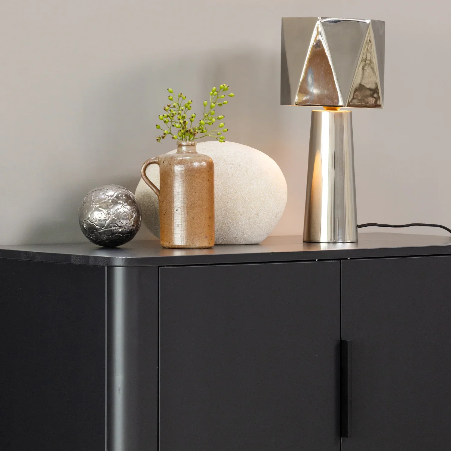 GUNNAR 2-DOORS CABINET PINE MATT BLACK [fsc]