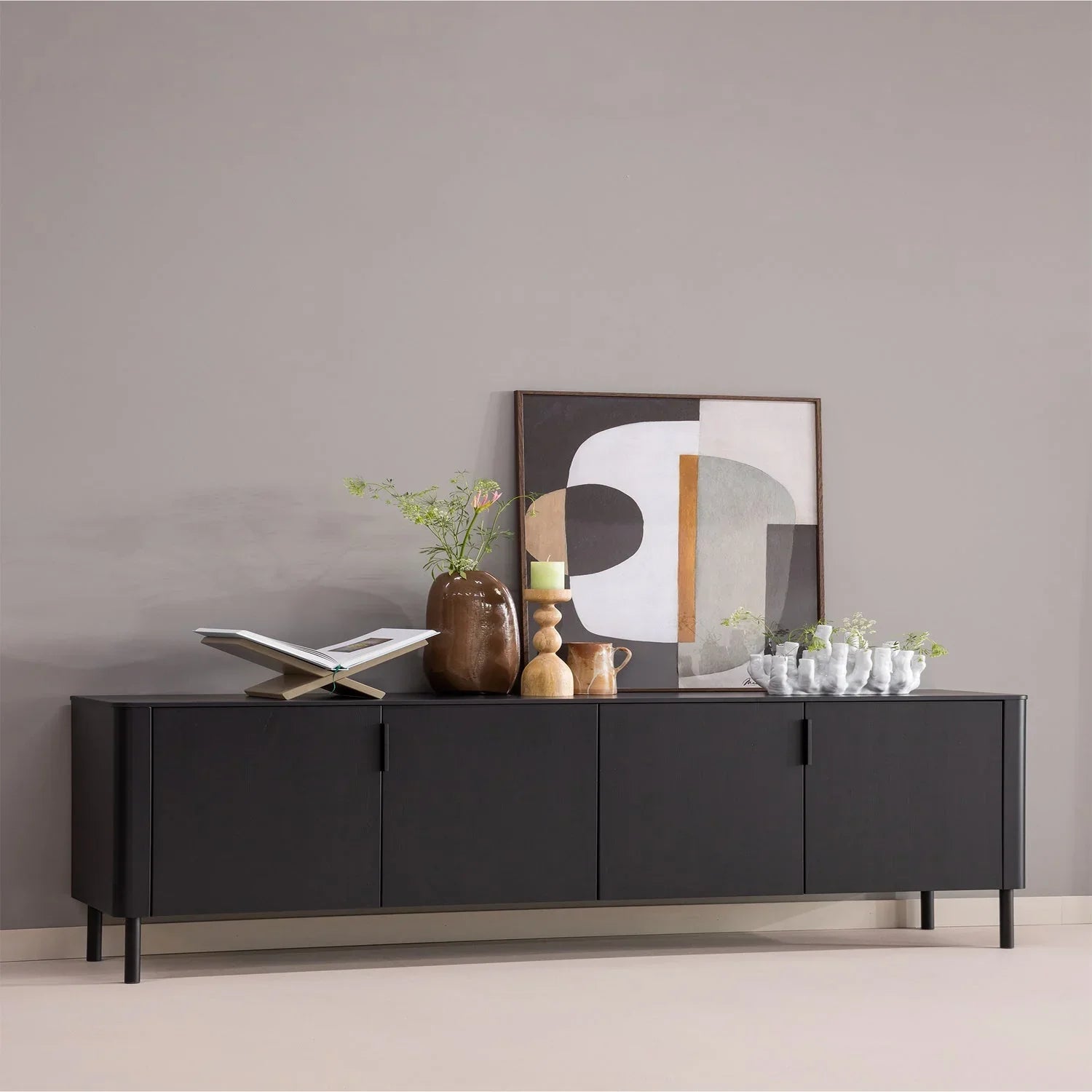 GUNNAR SIDEBOARD 200 CM PINE MATT BLACK [fsc]