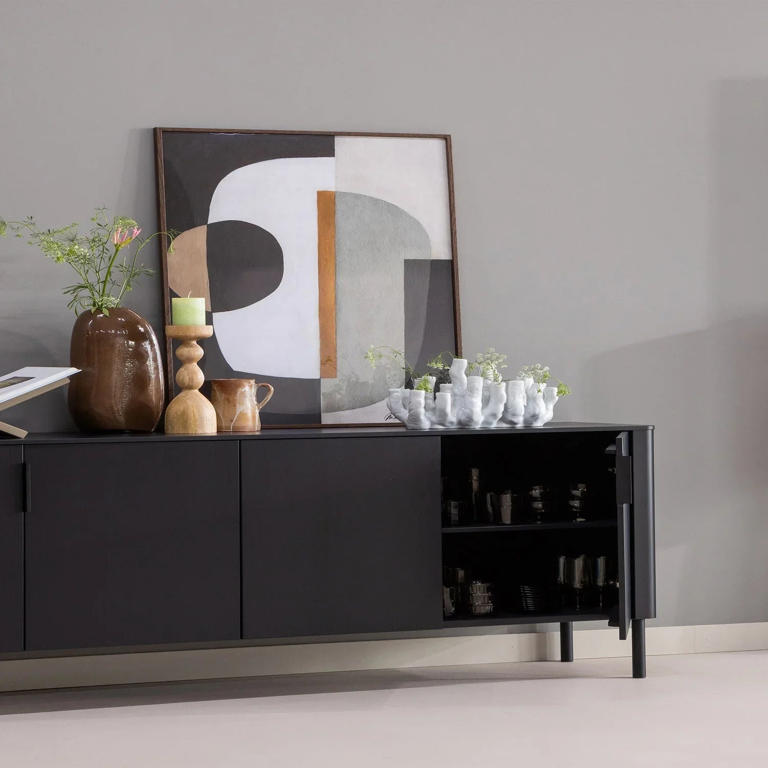 GUNNAR SIDEBOARD 200 CM PINE MATT BLACK [fsc]