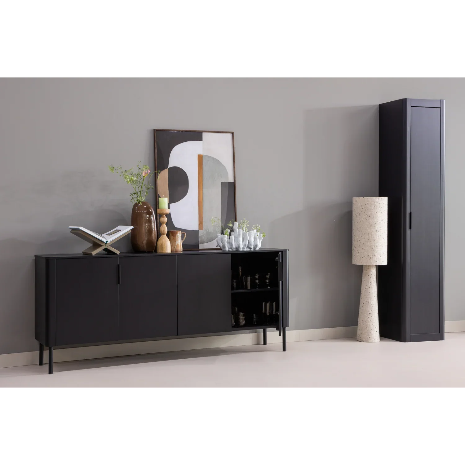 GUNNAR SMALL HIGH CABINET PINE MATT BLACK [fsc]