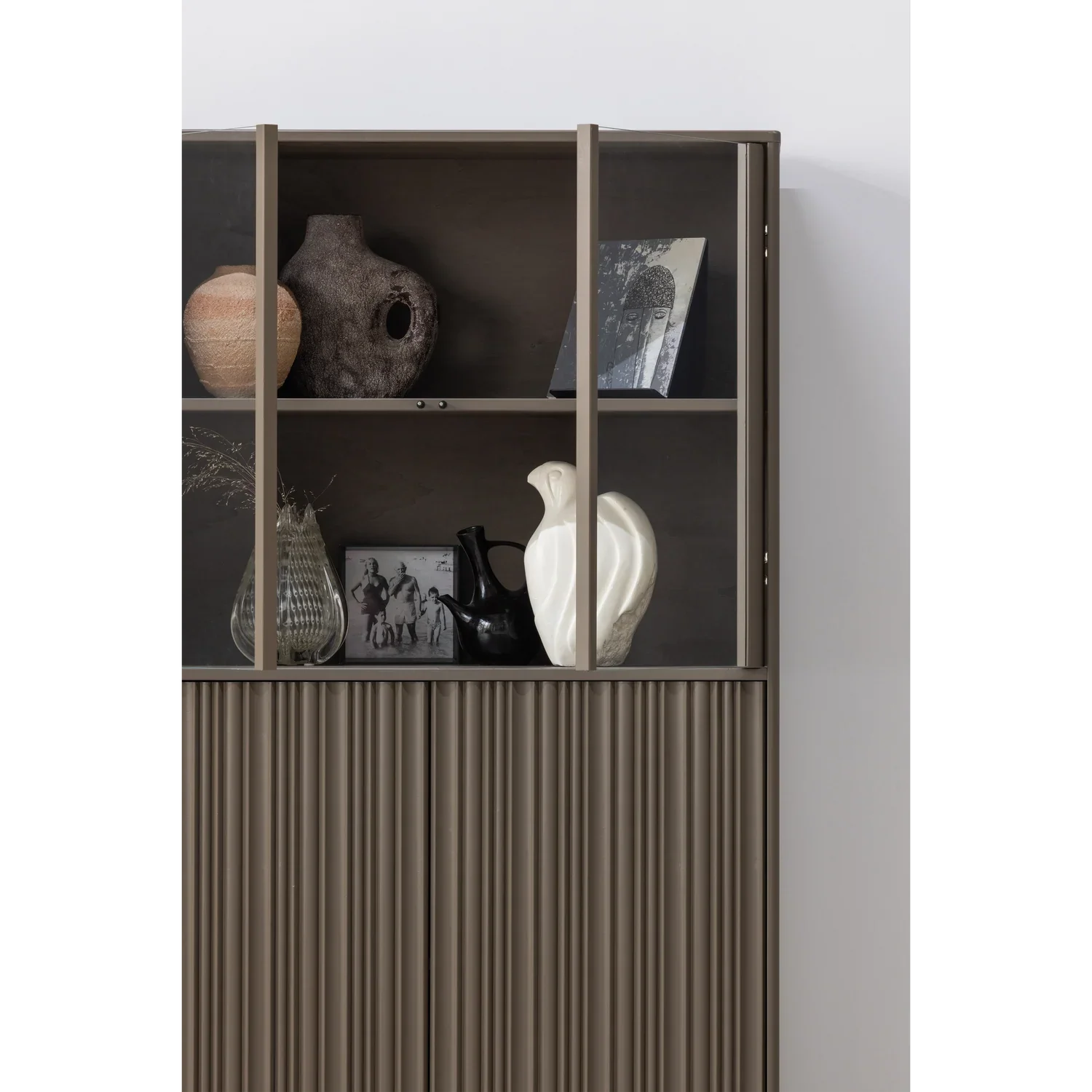 NOVA LOW DISPLAY CABINET PINE TRUFFLE BROWN [fsc]