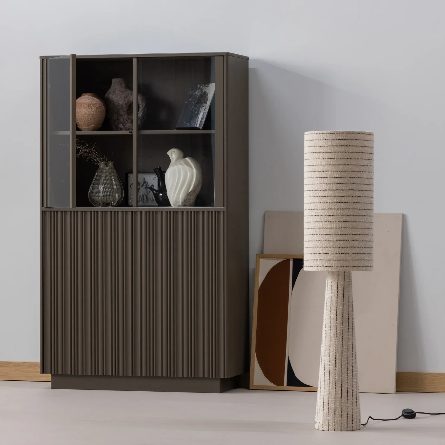 NOVA LOW DISPLAY CABINET PINE TRUFFLE BROWN [fsc]