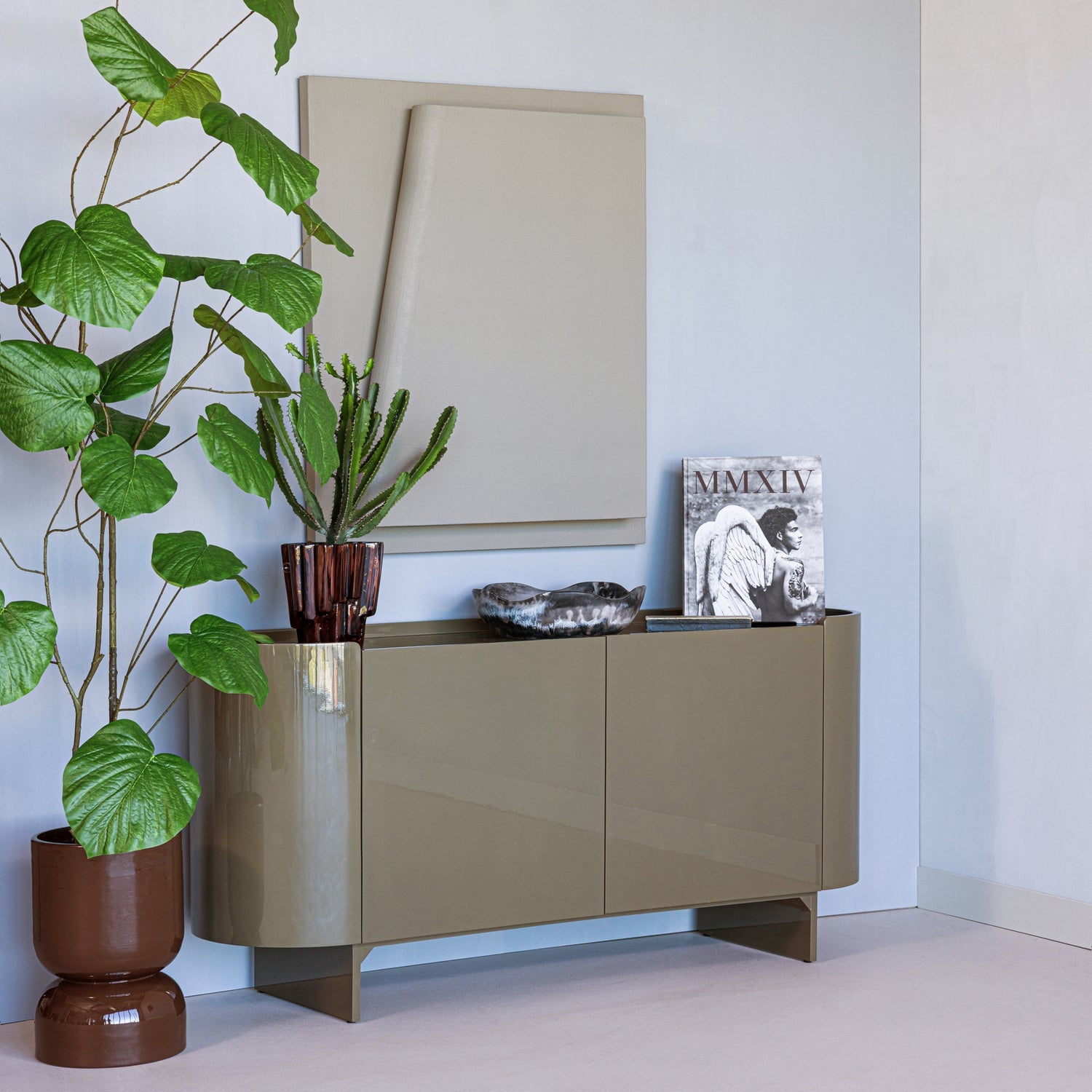 WOOOD mobila TV LIORA | PAL | Verde | 75x160x45 cm