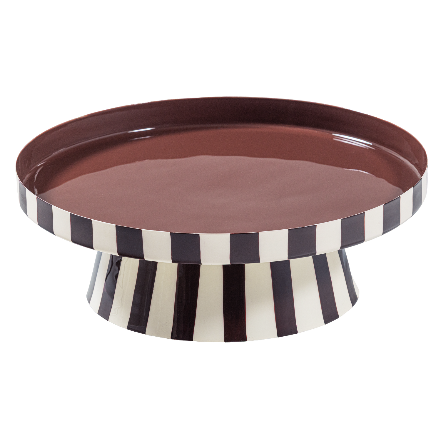 WOOOD decoratiune ELDA PLATEAU/BOWL METAL HIGH GLOSS STRIPES BROWN/YELLOW | Metal | Galben | 12x36x36 cm