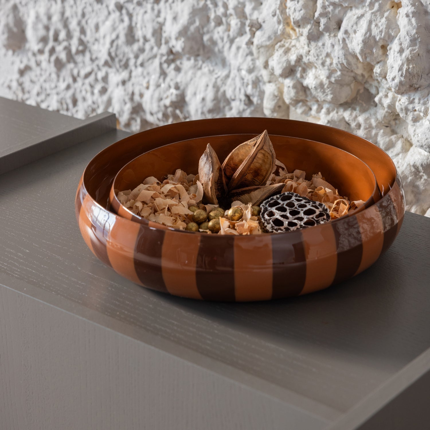 WOOOD decoratiune ORBA | Metal | Maro | 6x32x32 cm