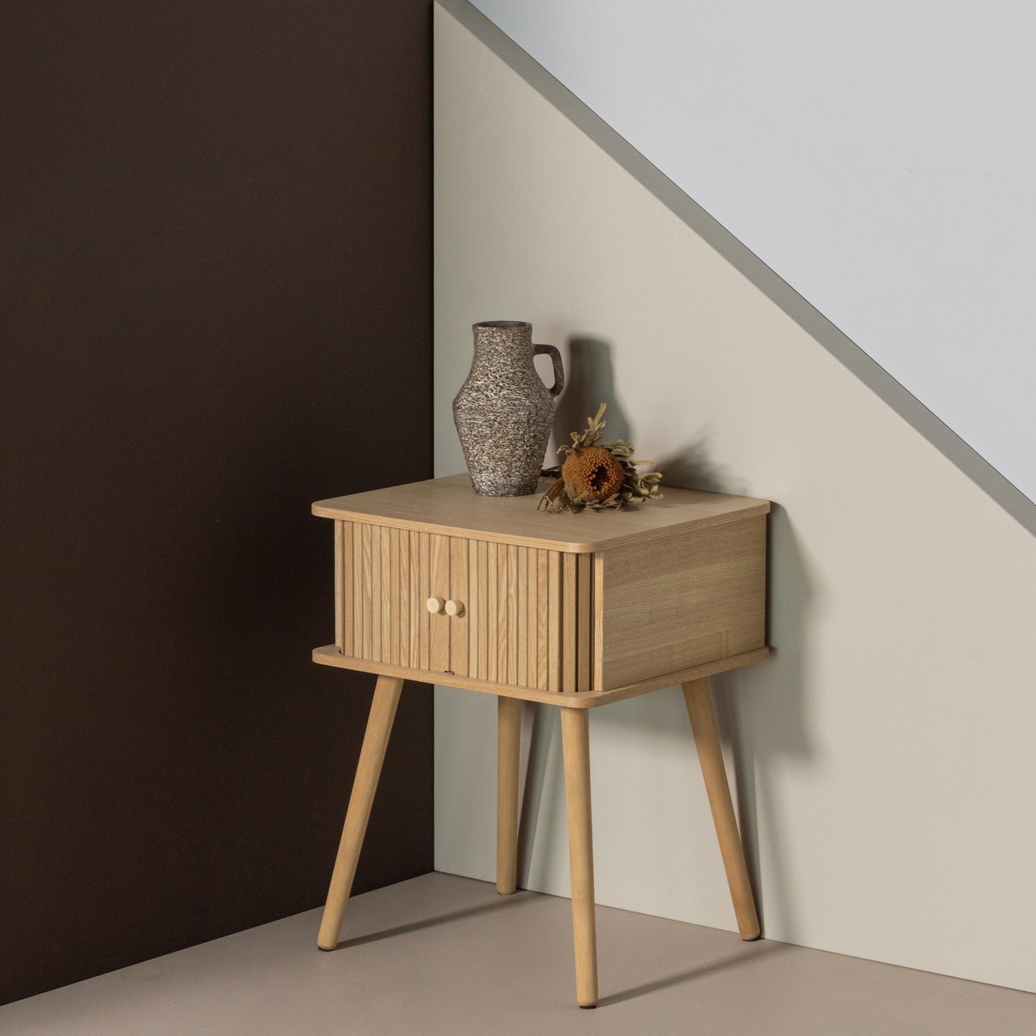 WOOOD noptiera KARRI NIGHTSTAND STRAIGHT MDF/PINE | Pin | Natural | 58x45x40 cm