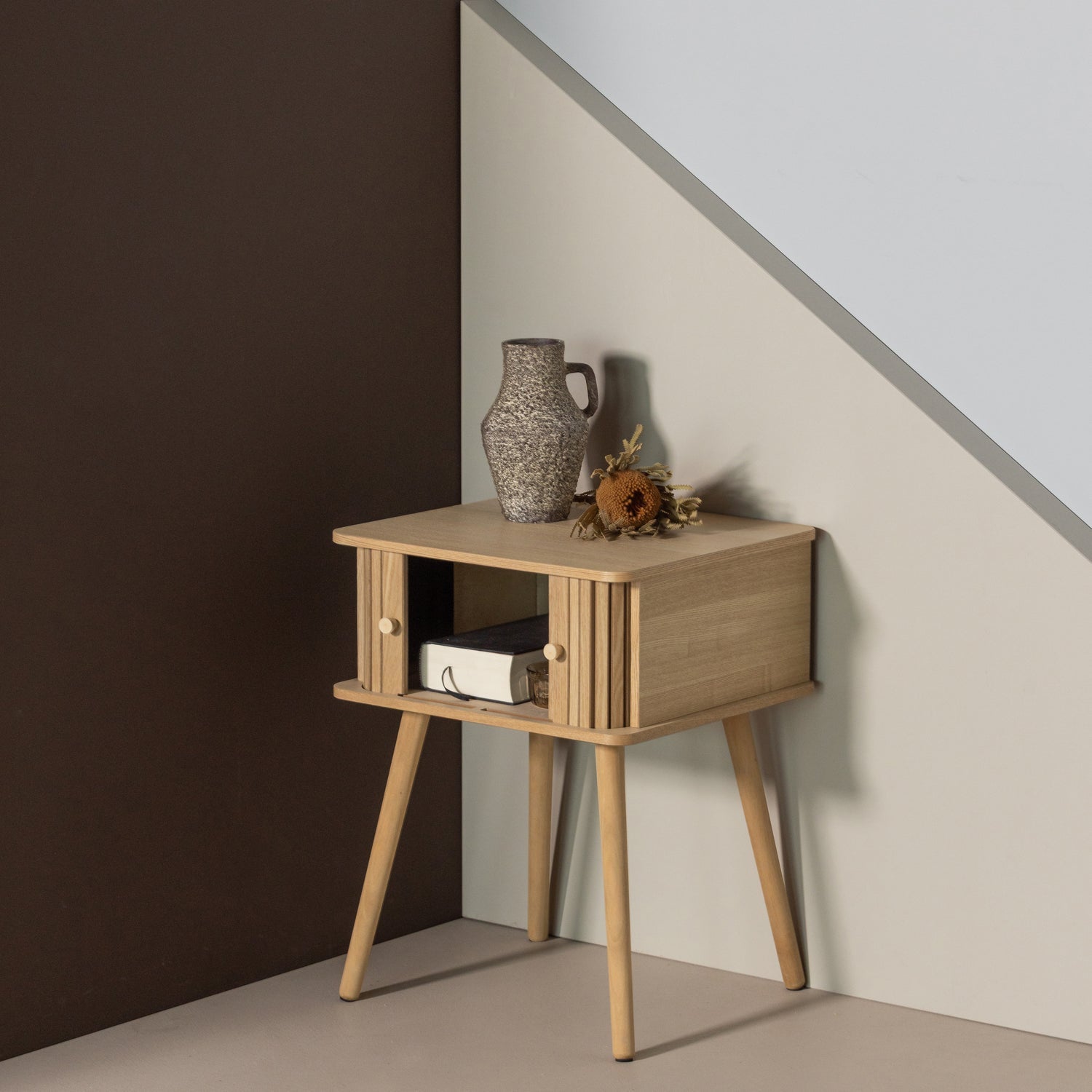 WOOOD noptiera KARRI NIGHTSTAND STRAIGHT MDF/PINE | Pin | Natural | 58x45x40 cm