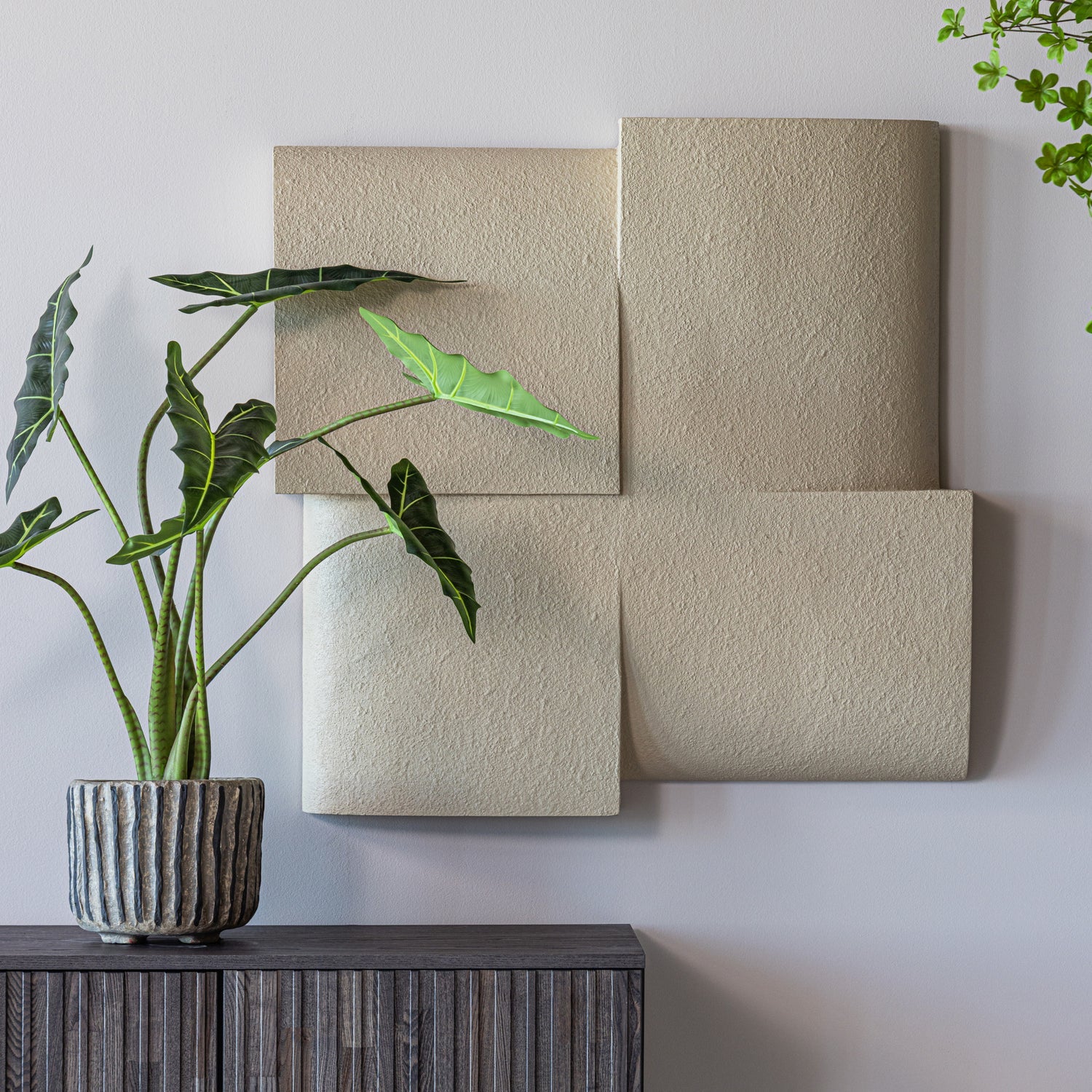 WOOOD decoratiune perete TIDE | Metal | Nisipiu | 86x86x11 cm