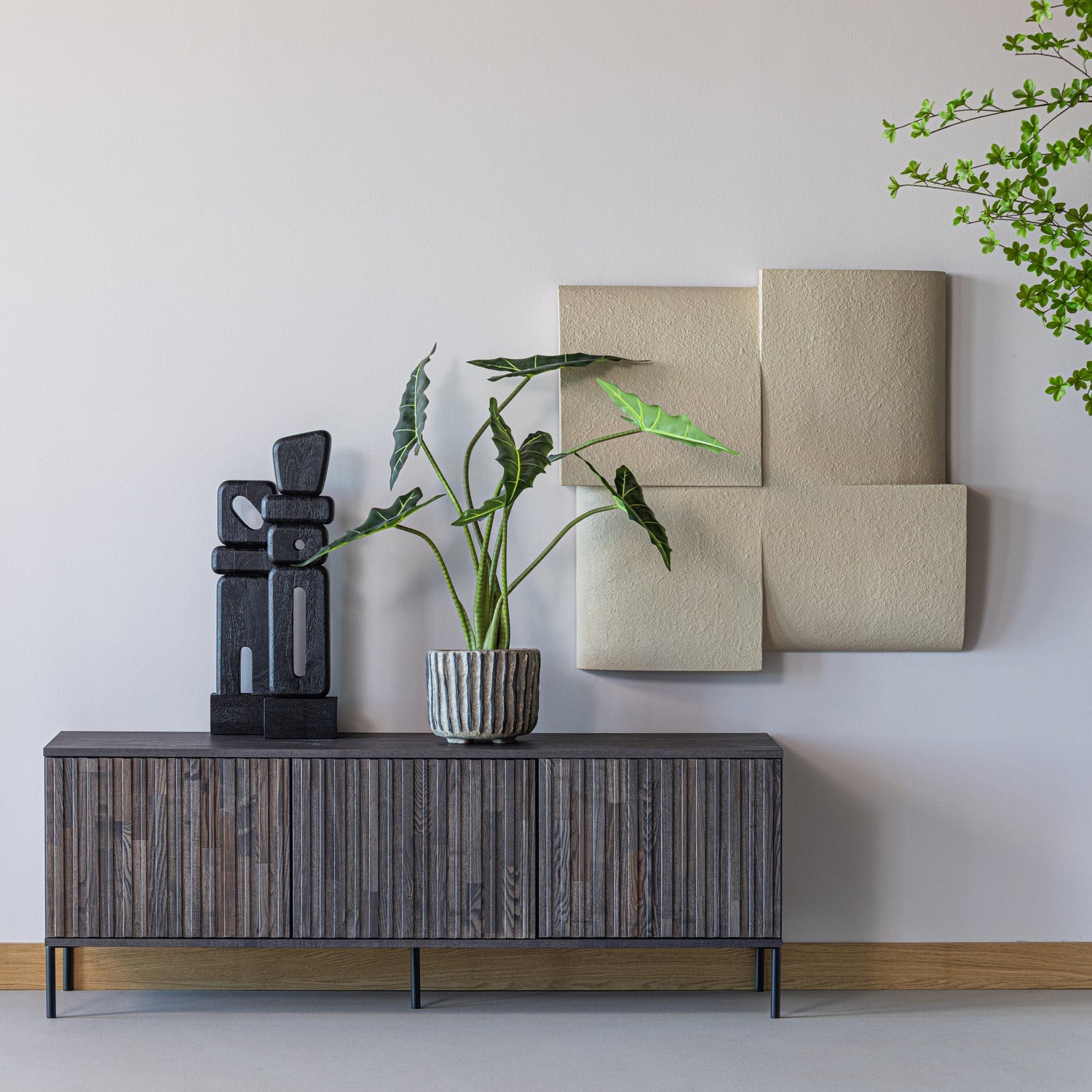 WOOOD decoratiune perete TIDE | Metal | Nisipiu | 86x86x11 cm