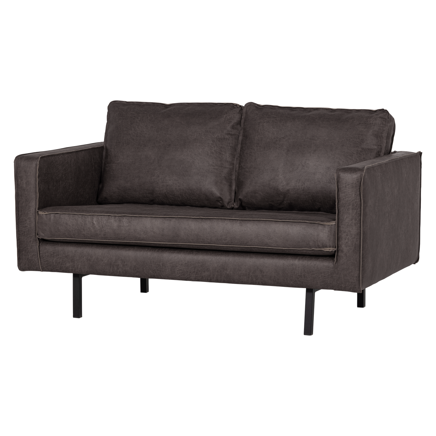WOOOD canapea 2 locuri RODEO | Piele | Negru | 85x150x86 cm