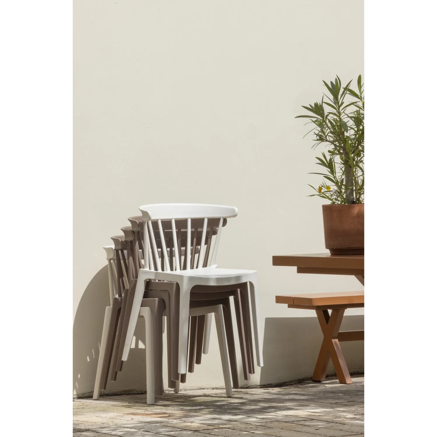 BLISS GARDEN CHAIR WITH BARS ORGANIC FIBER BROWN MELANGE