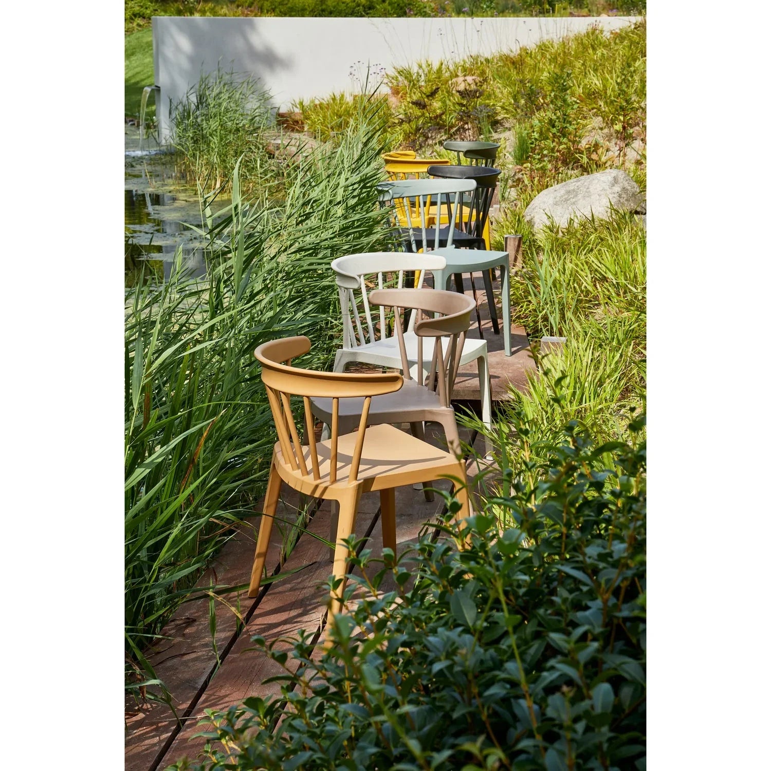 BLISS GARDEN CHAIR WITH BARS ORGANIC FIBER CARAMEL MELANGE