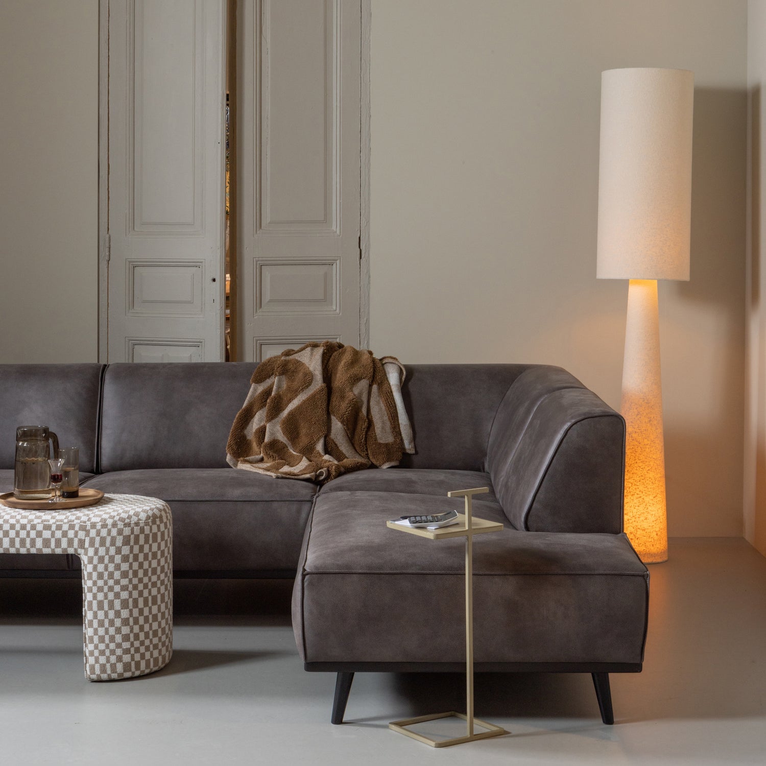 LOFT FLOOR LAMP XL METAL/BOUCLE NATURAL 187xO35CM