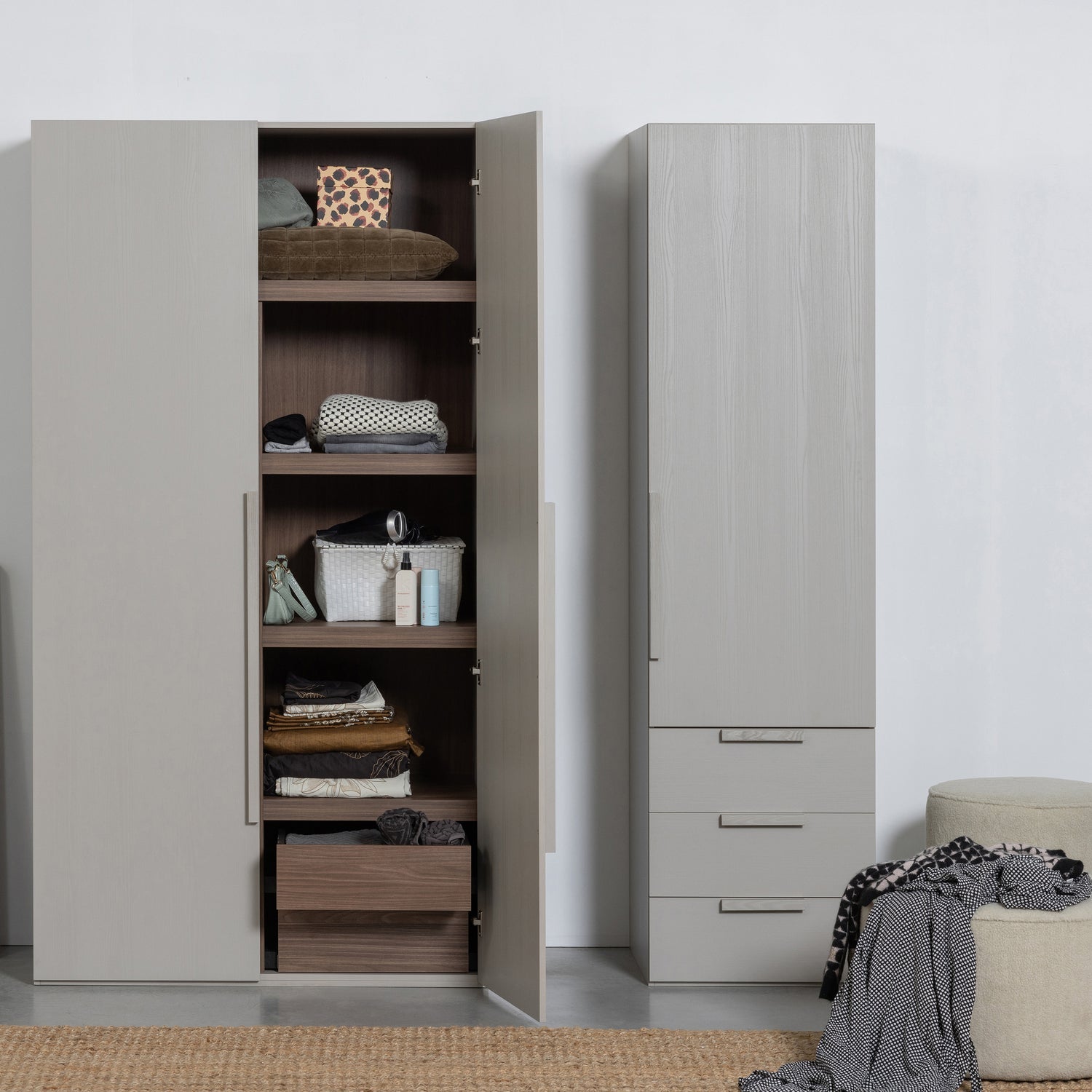 WOOOD dulap RENS 1-DOOR | Chipboard | Gri | 210x55x58 cm