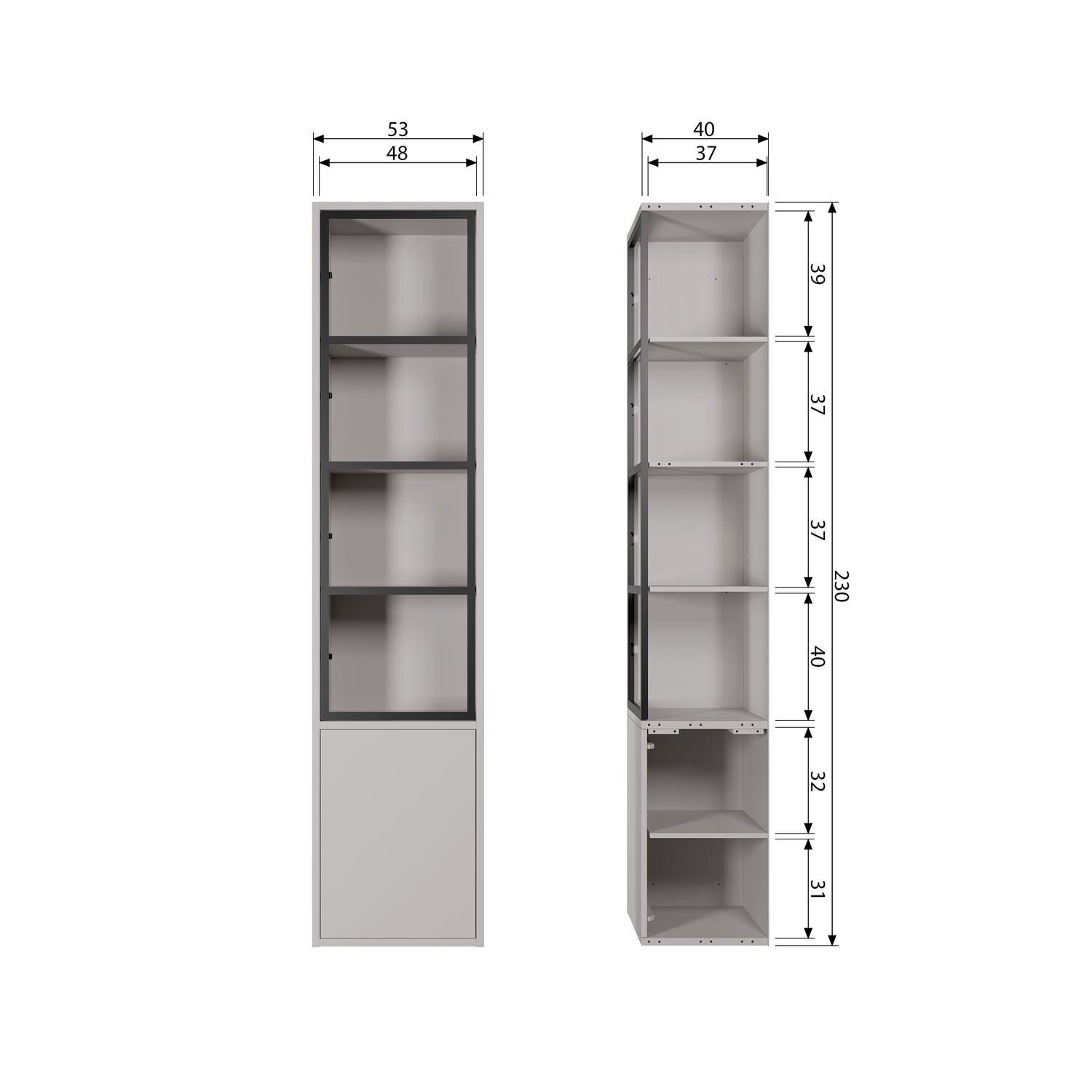 BASIC 2-DRS DISPLAY CABINET PINE MIST [fsc]