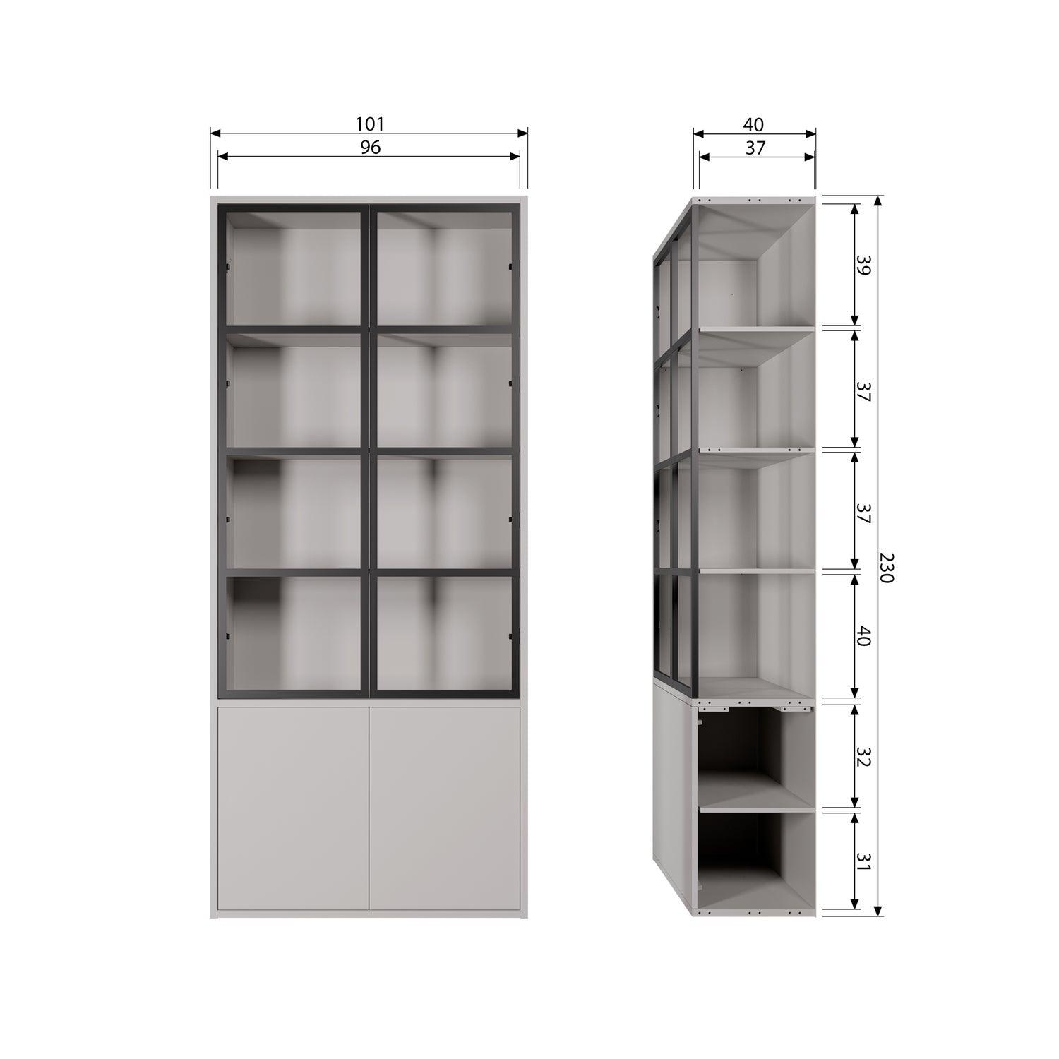 BASIC 4-DRS DISPLAY CABINET PINE MIST [fsc]